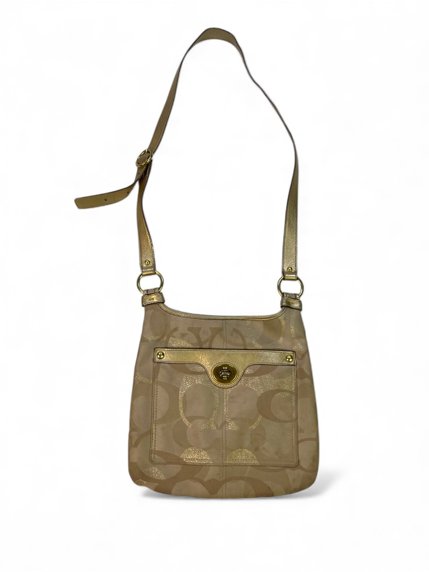 Biege Coach Canvas & Leather Crossbody Bag