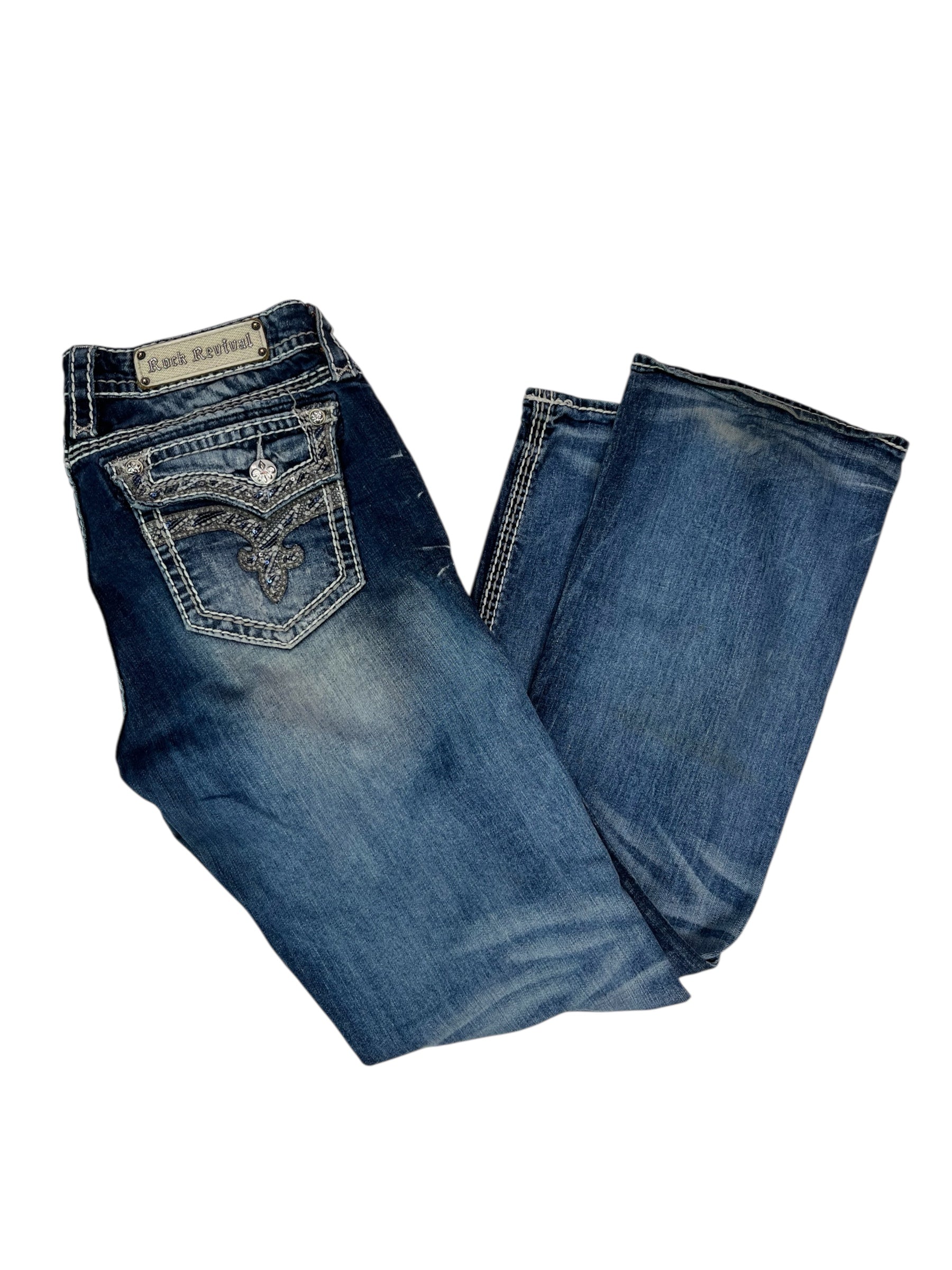 (34) Rock Revival Embellished Denim Bootcut