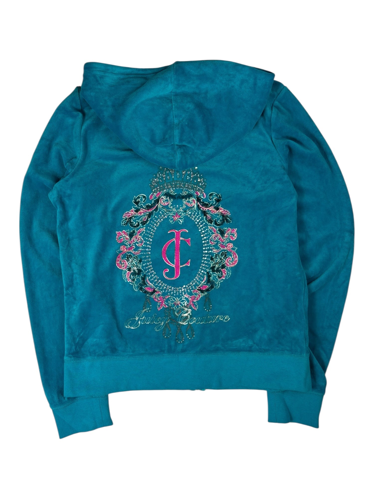 (L) Blue Embellished Juicy Couture Zip-up Hoodie