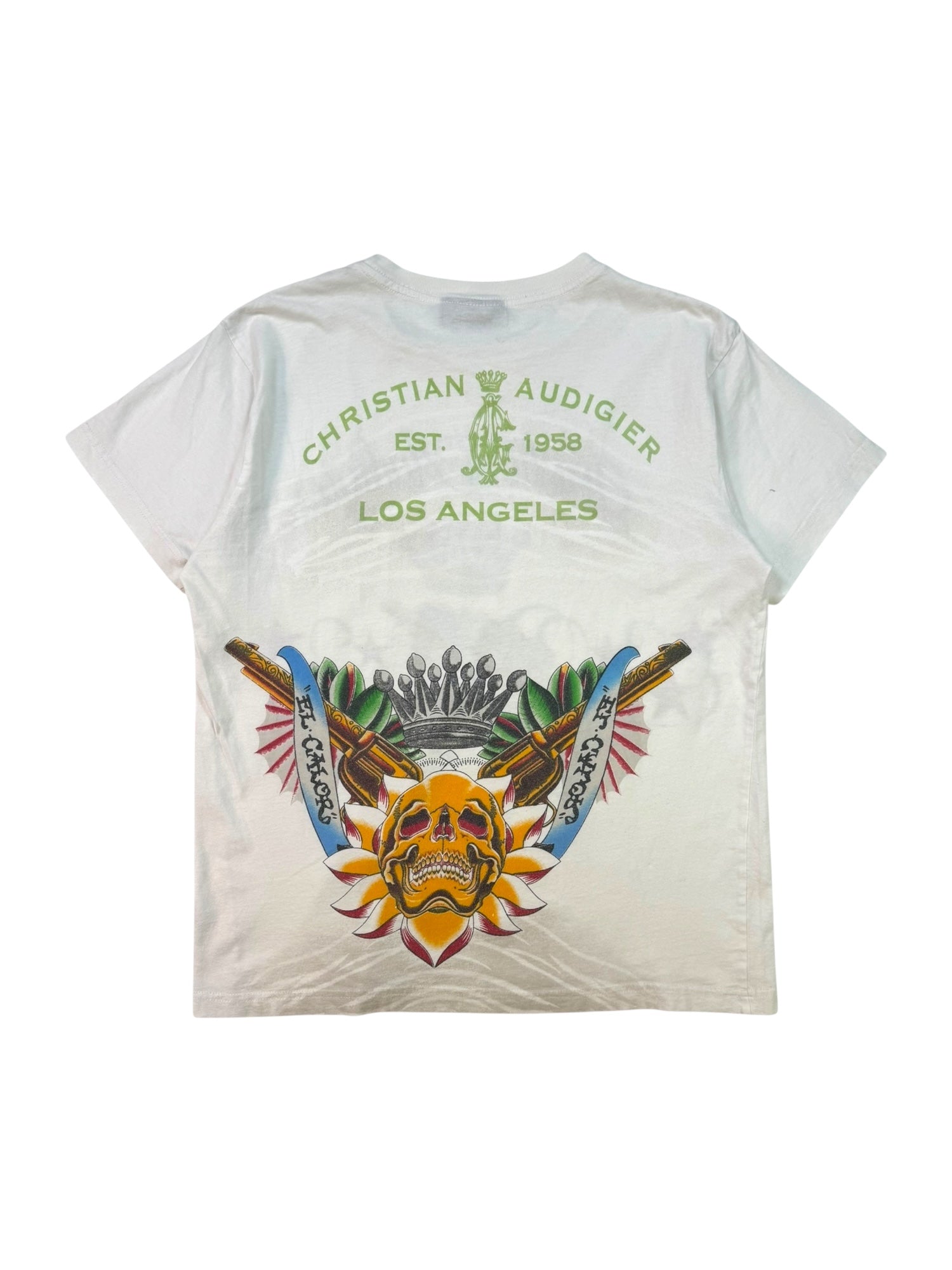 (M) White Christian Audigier Graphic Tee