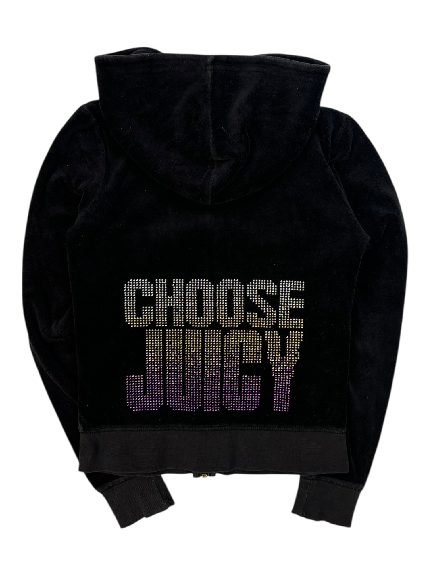 (XS) Juicy Couture Embellished Velour Zip-up Hoodie