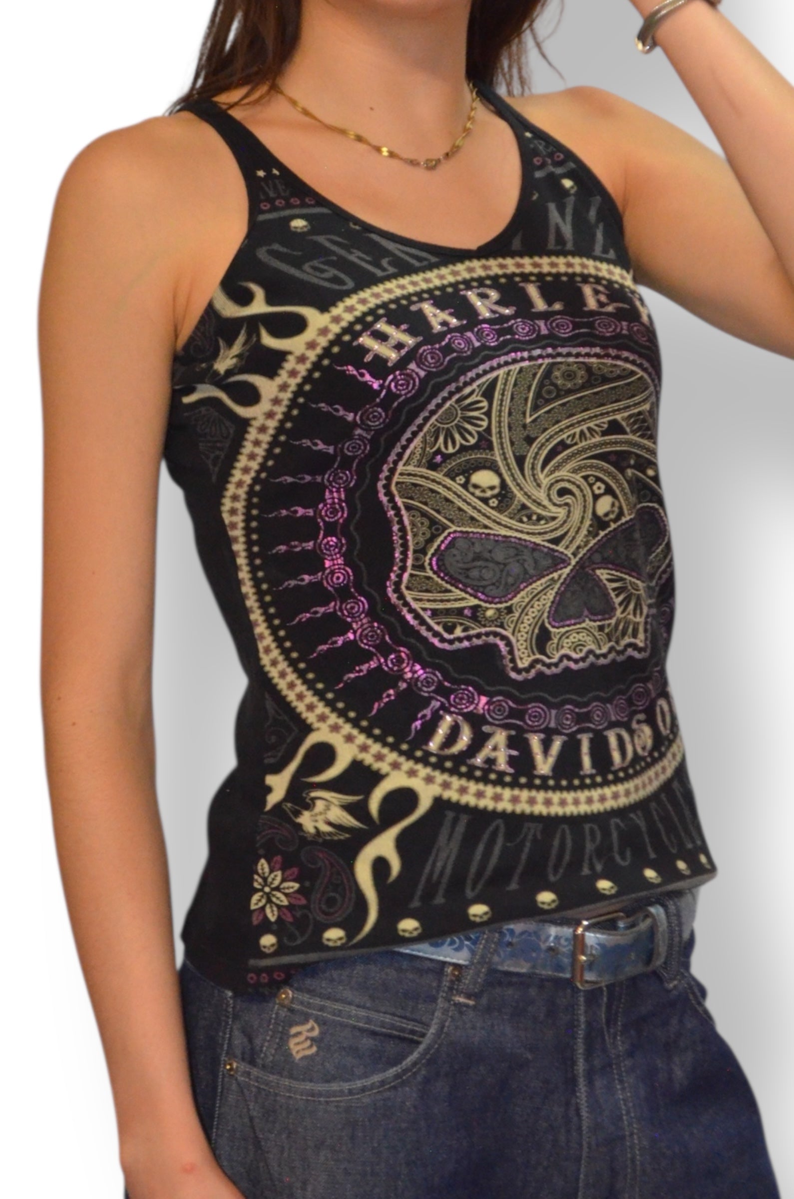 (M) Las Vegas Harley Davidson Skull Tank