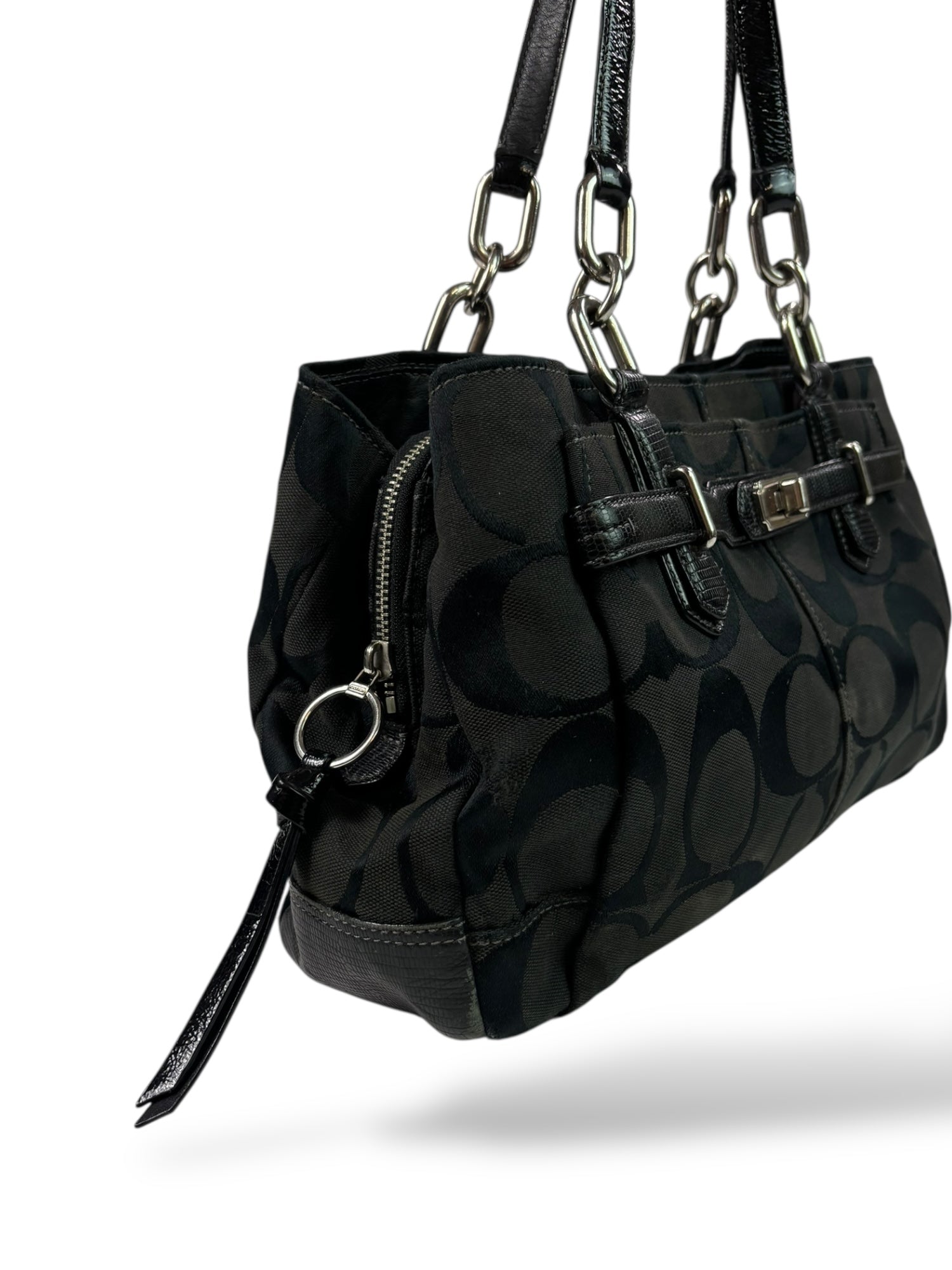 (O/S) Black Monogram Coach Shoulder Purse