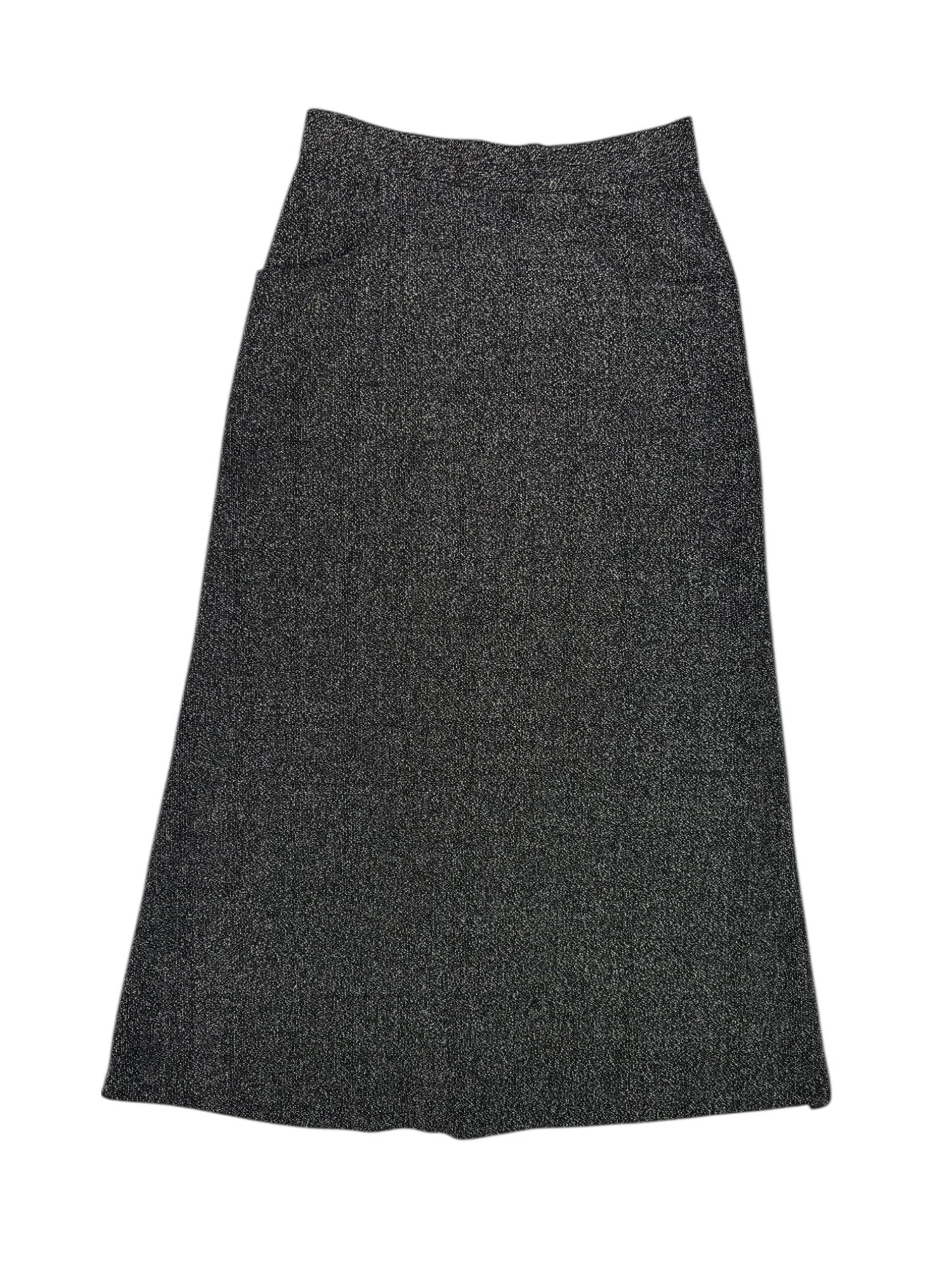 (XS) Grey and Black Tweed Long Skirt