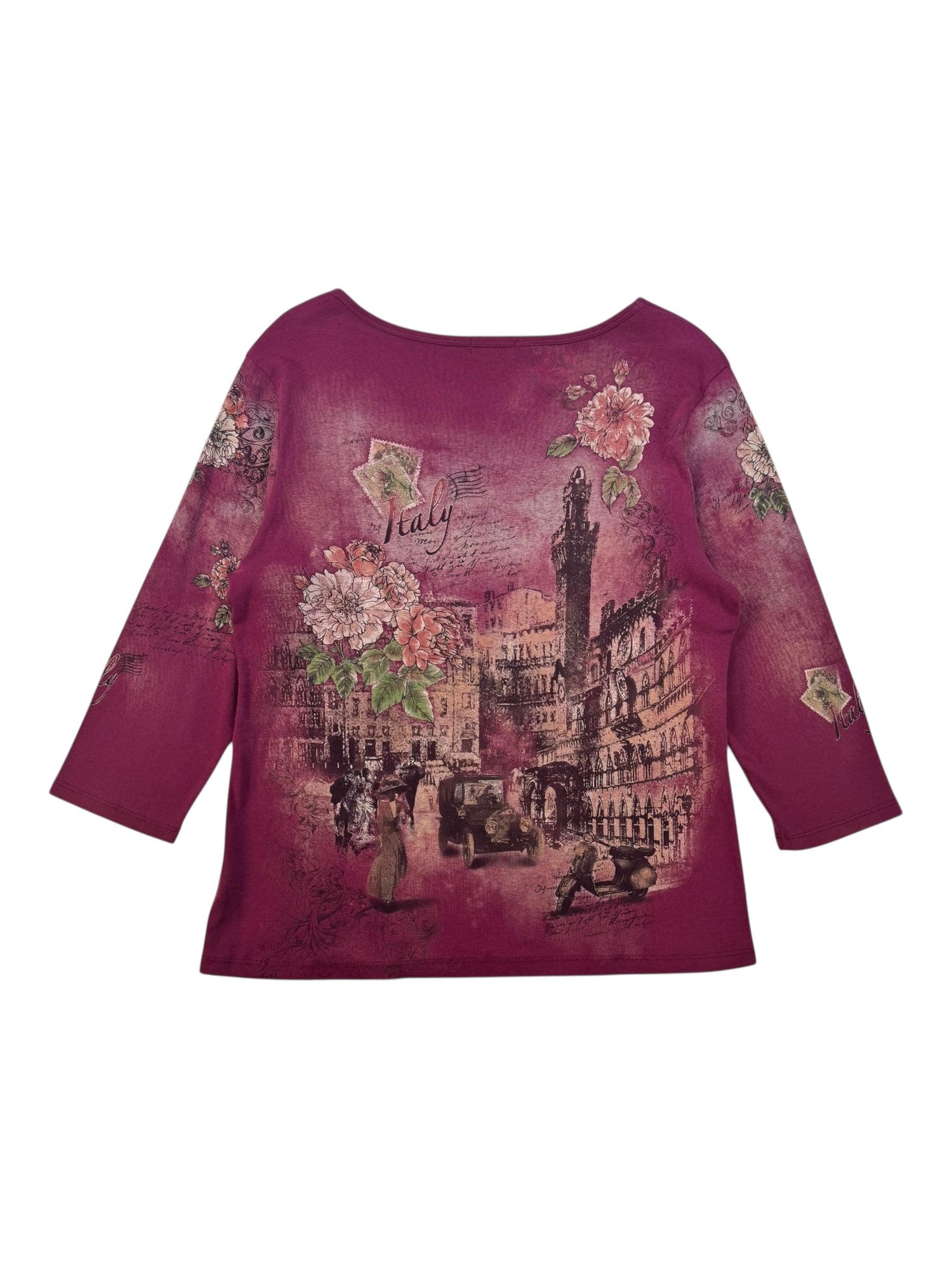 (L) Burgundy Embellished Cactus Long Sleeve