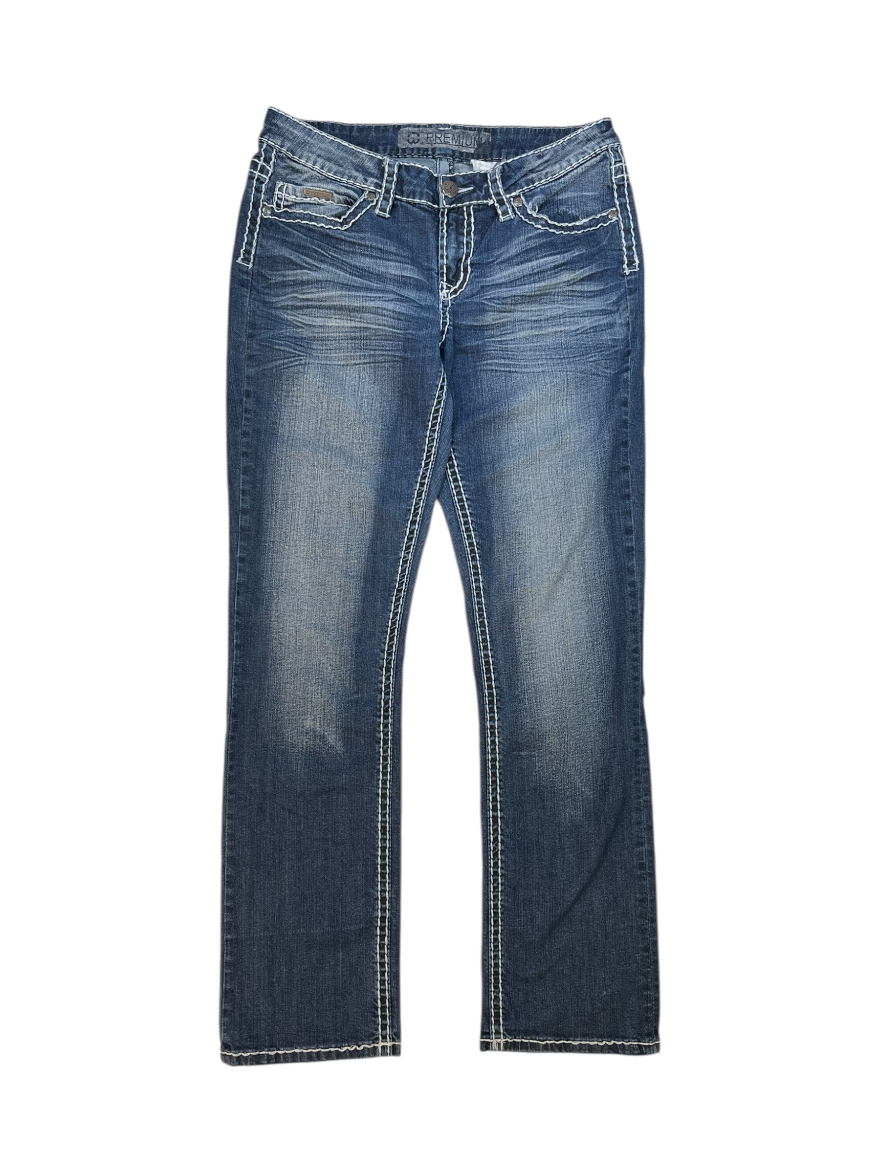 (30) Premium Denim Embellished Straight Leg Jeans