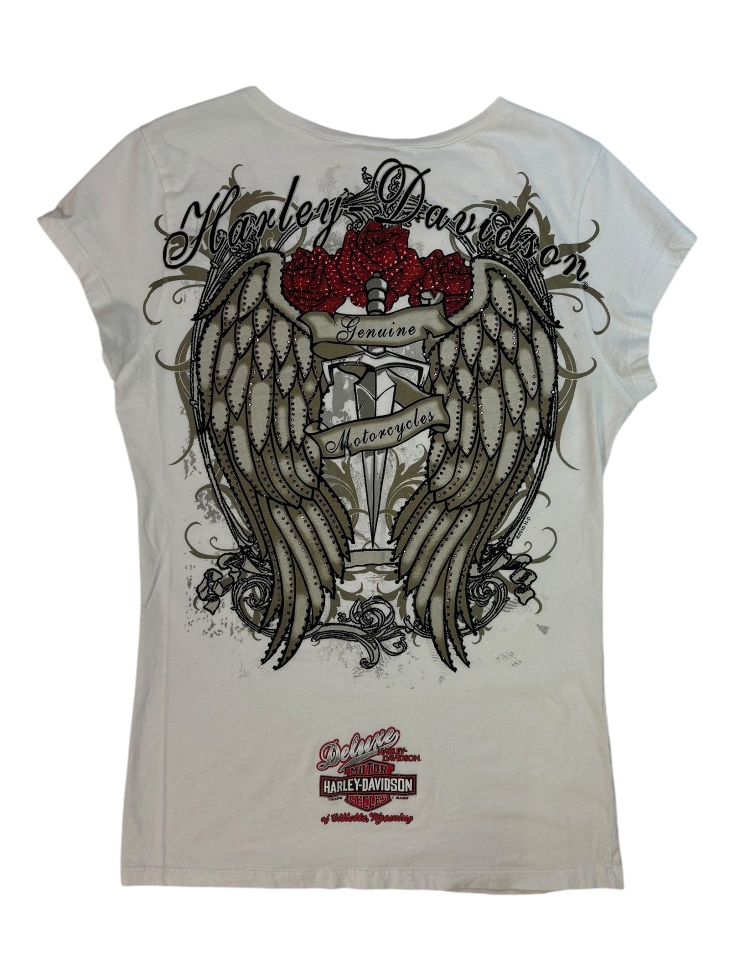 (M) Dagger & Rose Embellished Harley Davidson Tee
