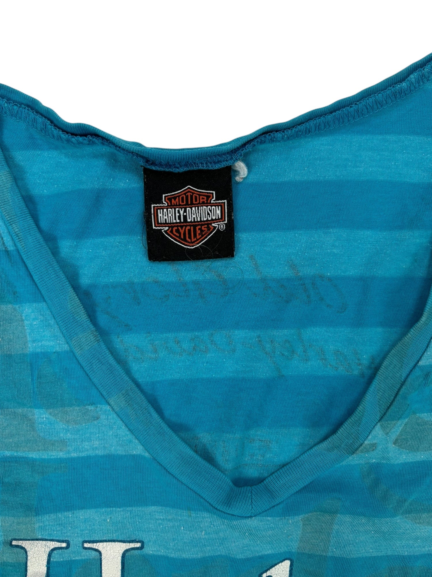 (M) Blue Stripped Harley Davidson Tee