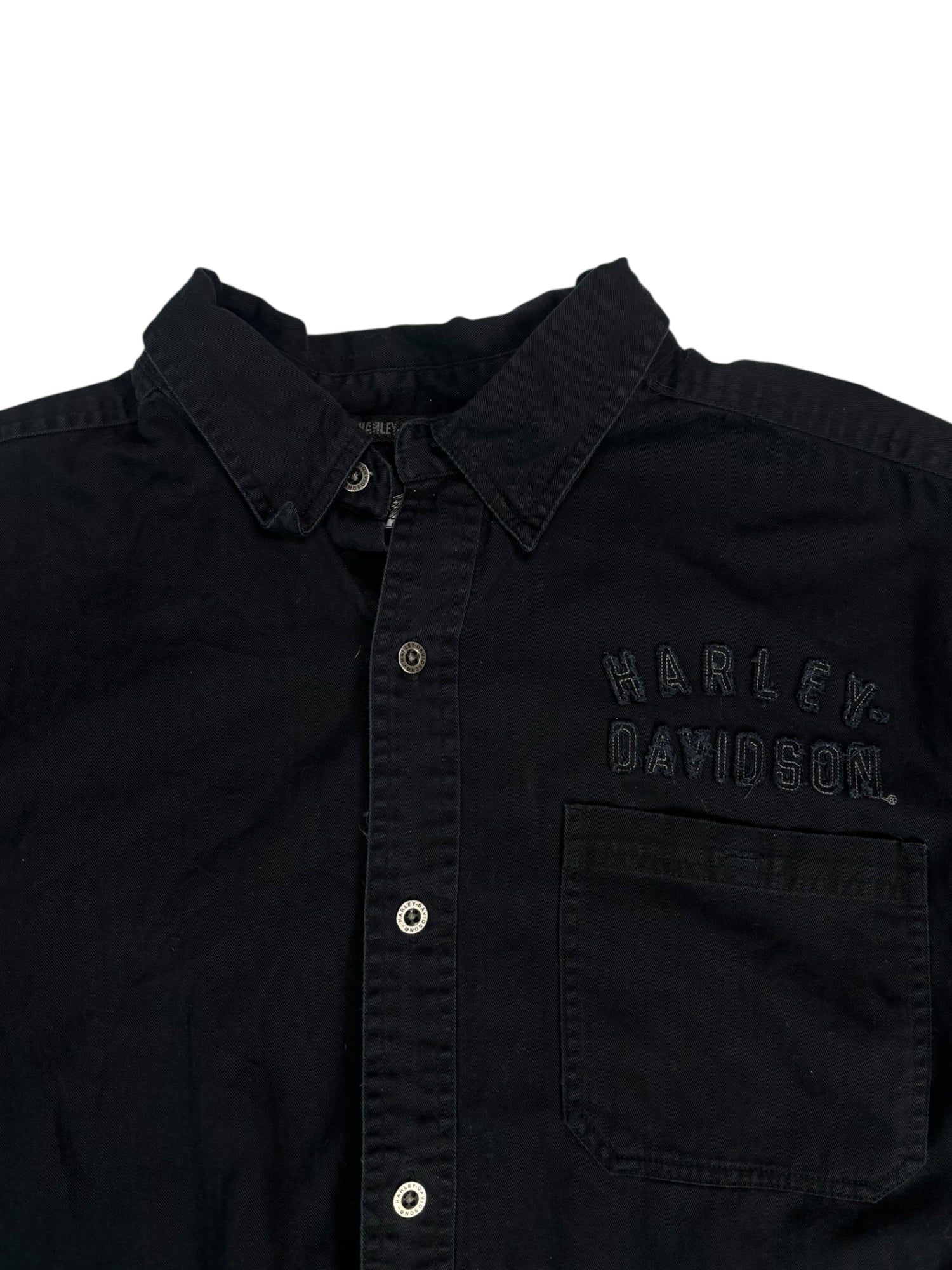 (XXL) Black Harley Davidson Button-up Long Sleeve