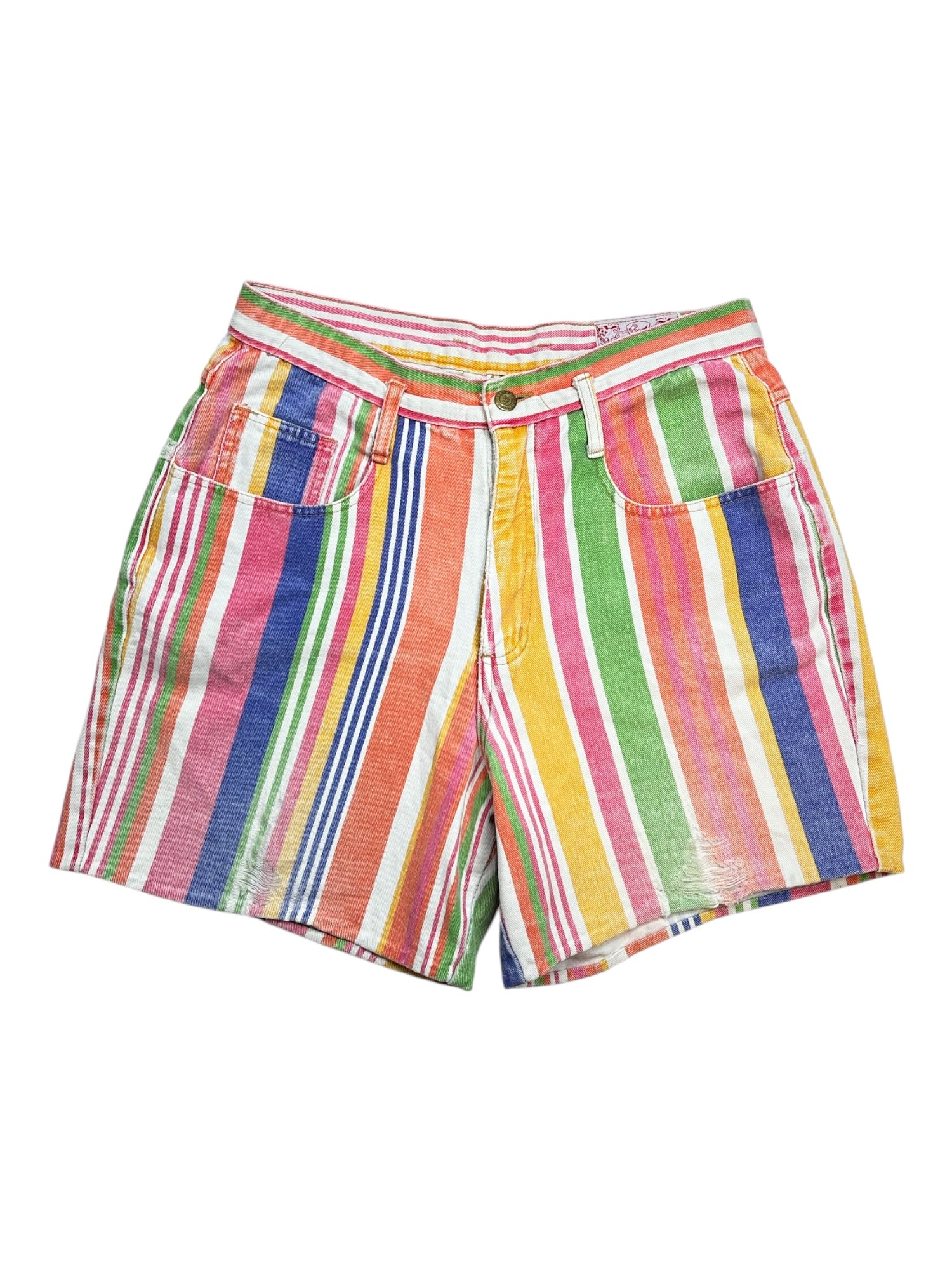 (30) Vintage Not Guilty Rainbow Striped Shorts