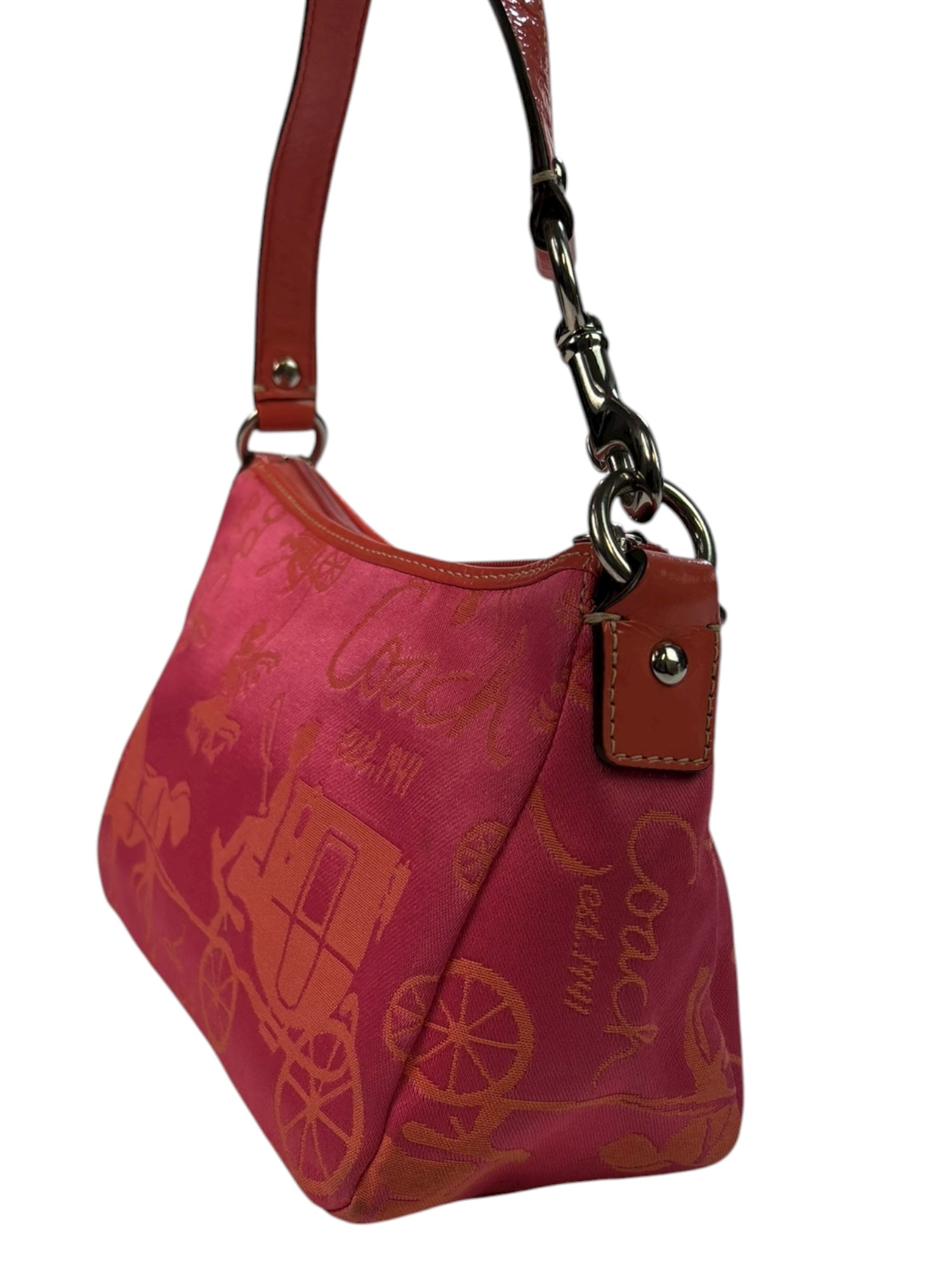 Pink and Coral Coach Shoulder Purse