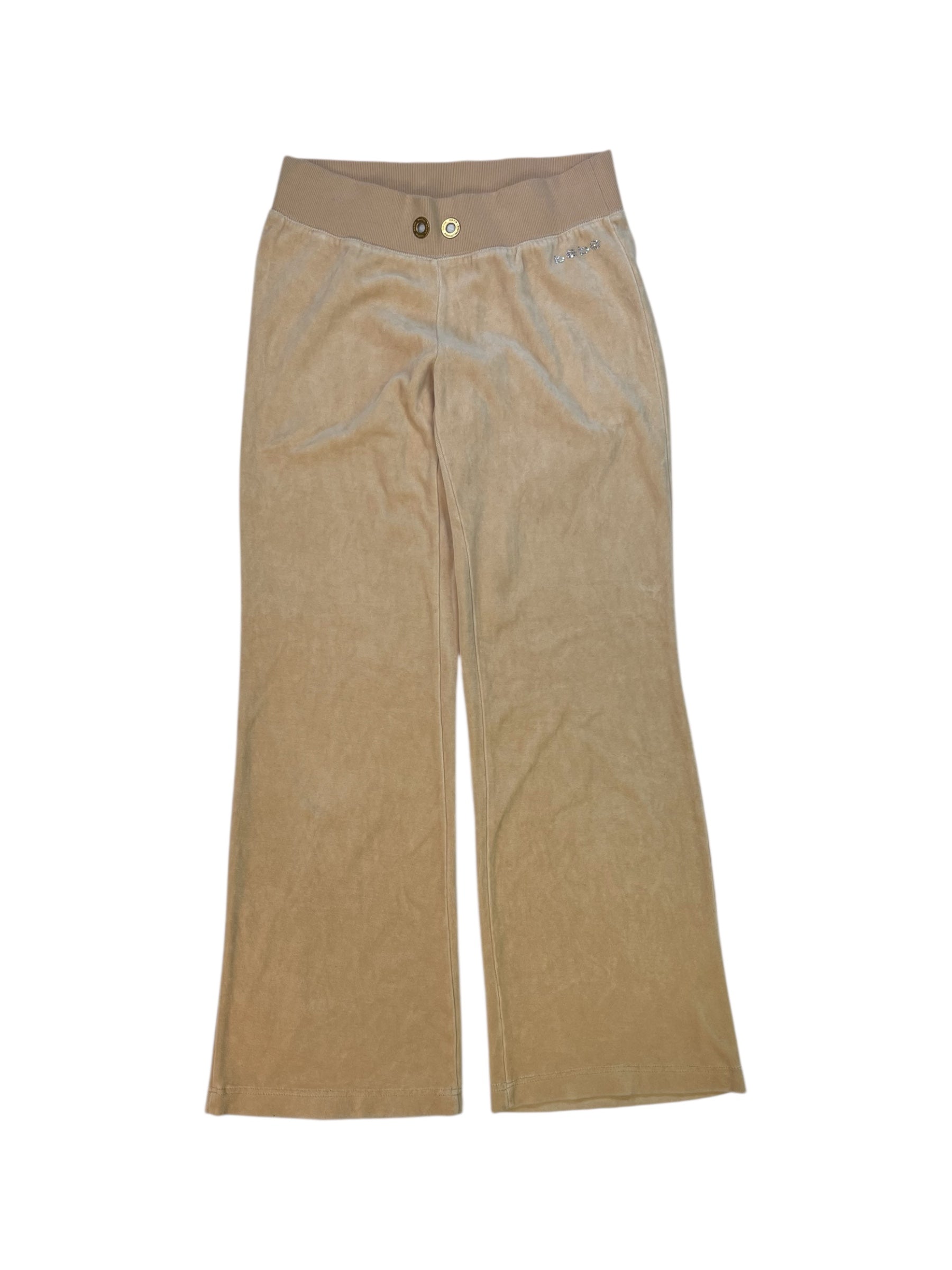 (XS) bebe Beige Embellished Velour Track Pants