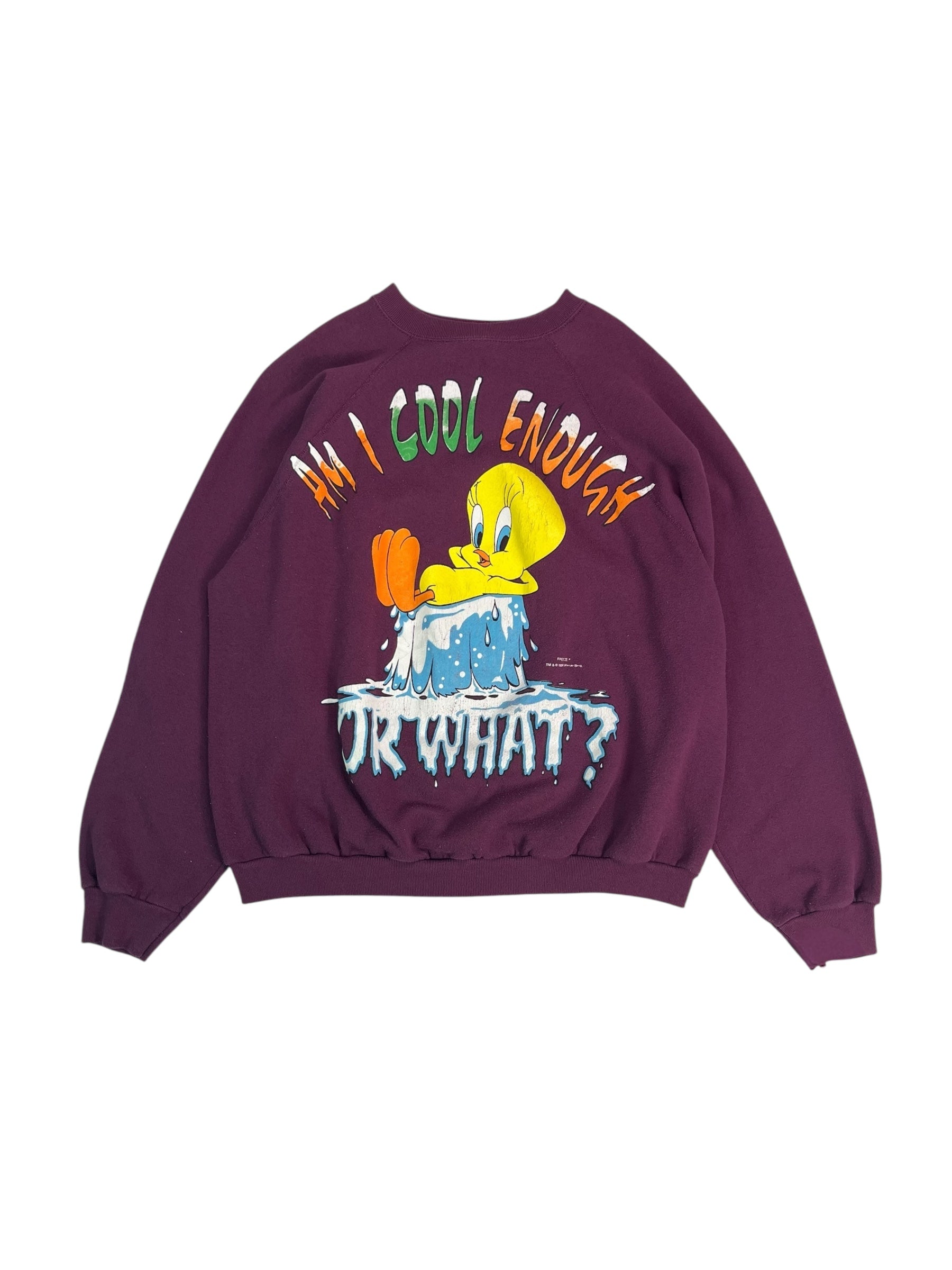 (XL) "Am I Cool Enough or What?" 1996 Tweety Bird Crewneck