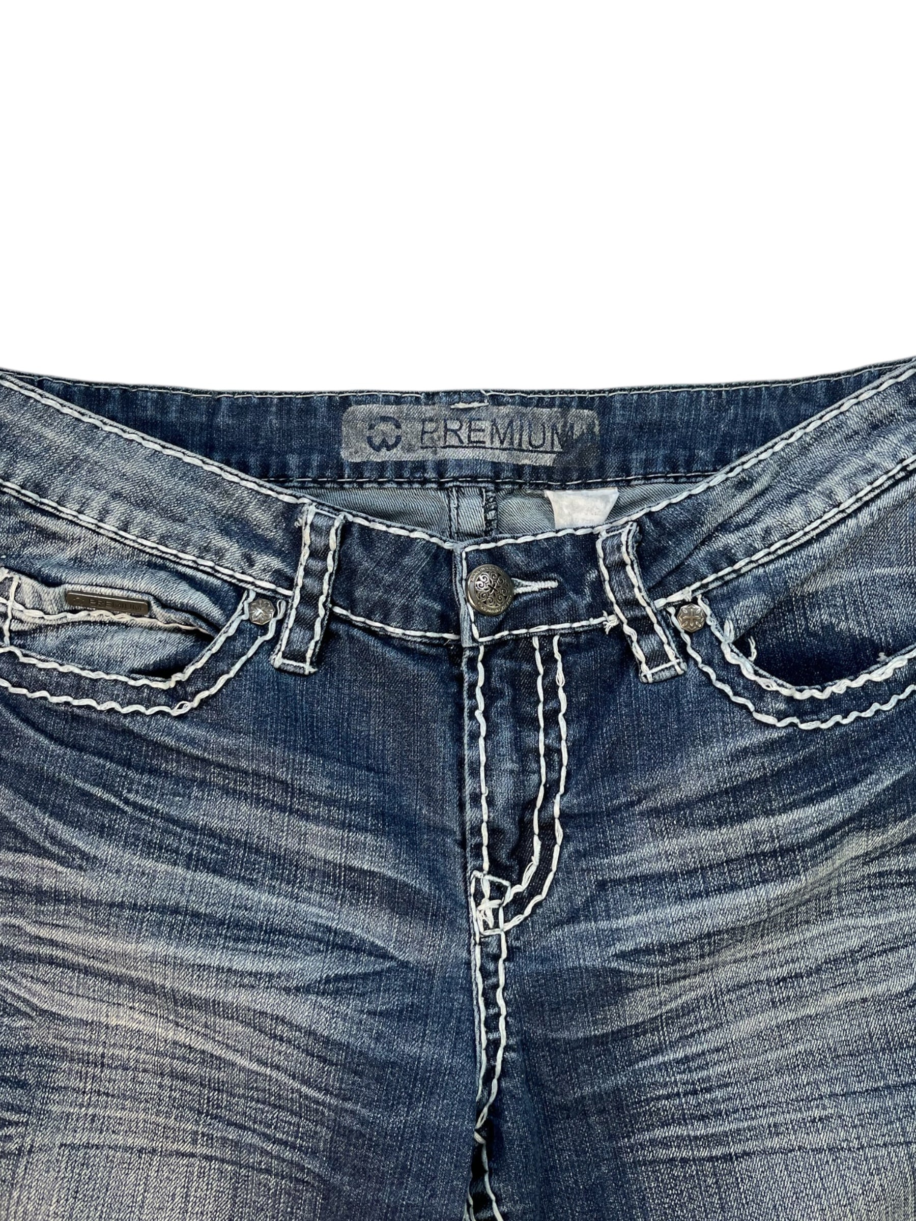 (30) Premium Denim Embellished Straight Leg Jeans