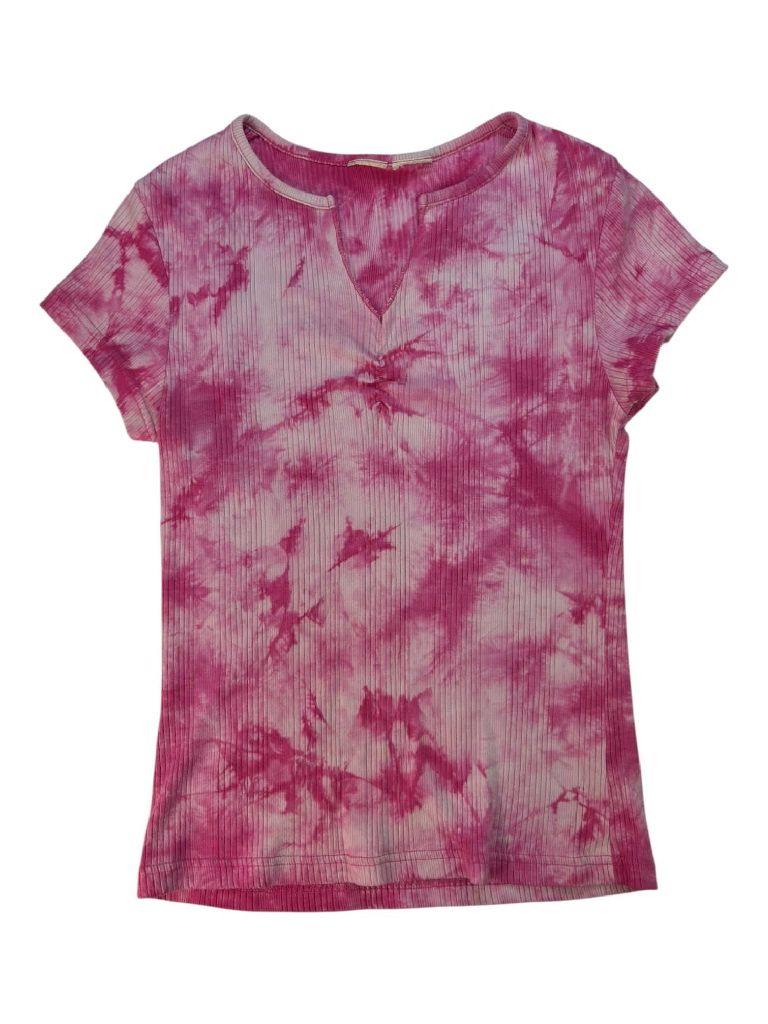 (S) Pink Tye-die V-neck Tee