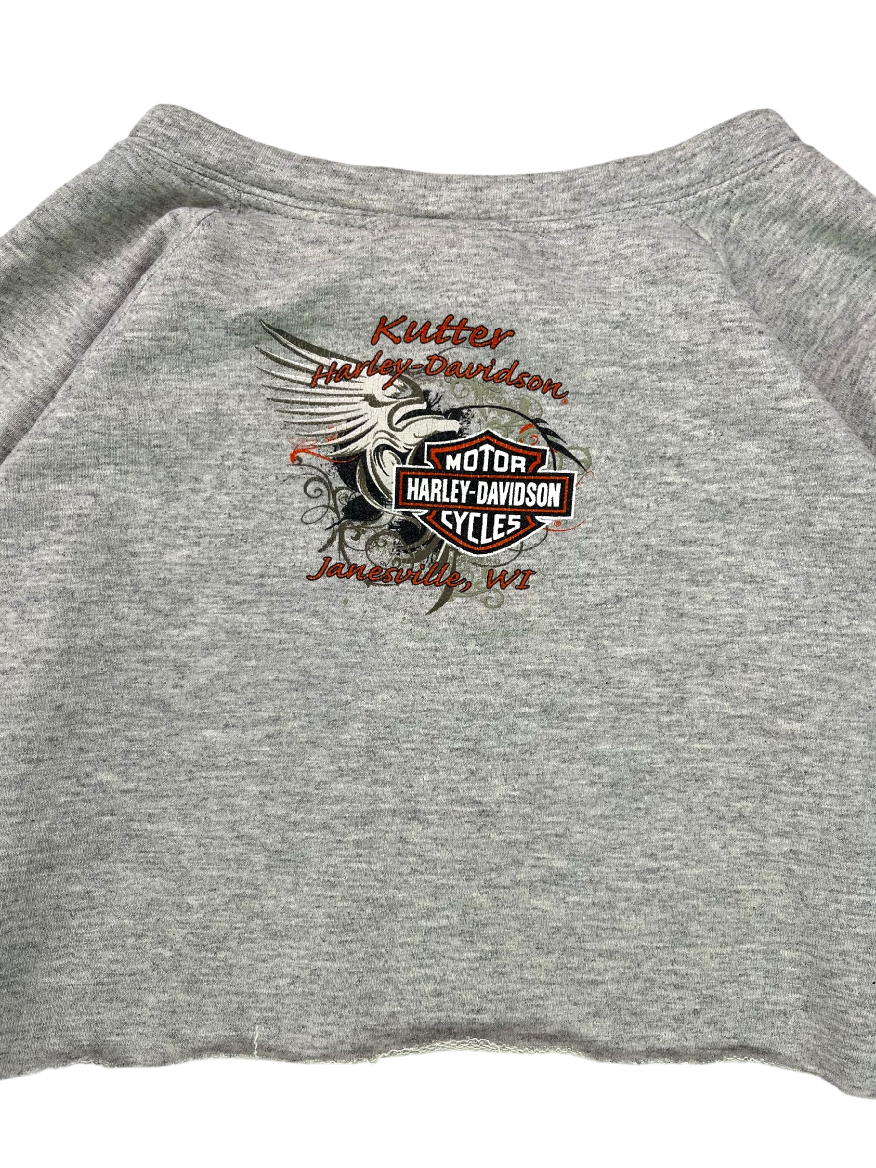 (S) Harley Davidson Cropped Grey Long Sleeve