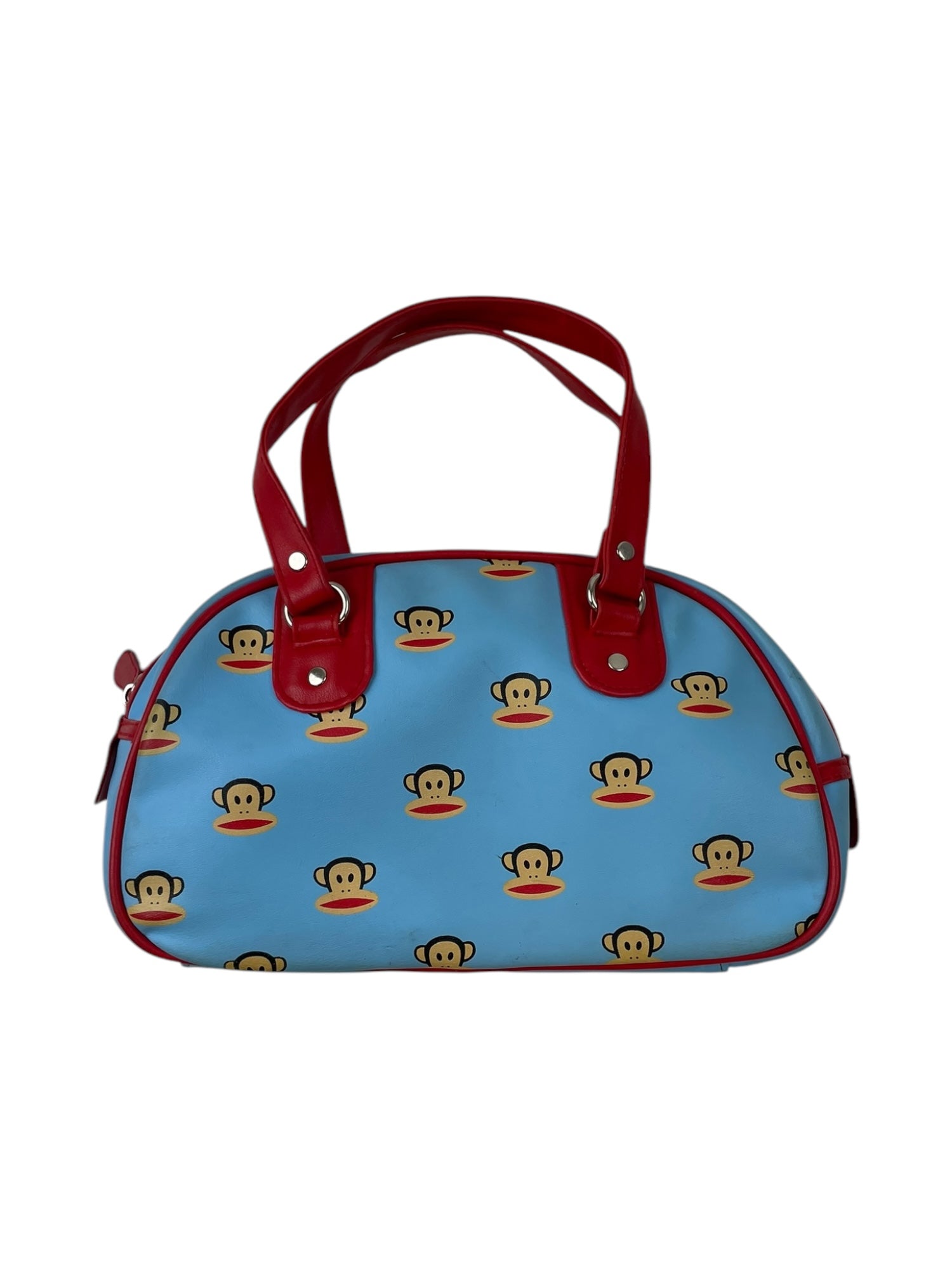 (O/S) Paul Frank Julius the Monkey Baby Blue Monogram Bowler Bag