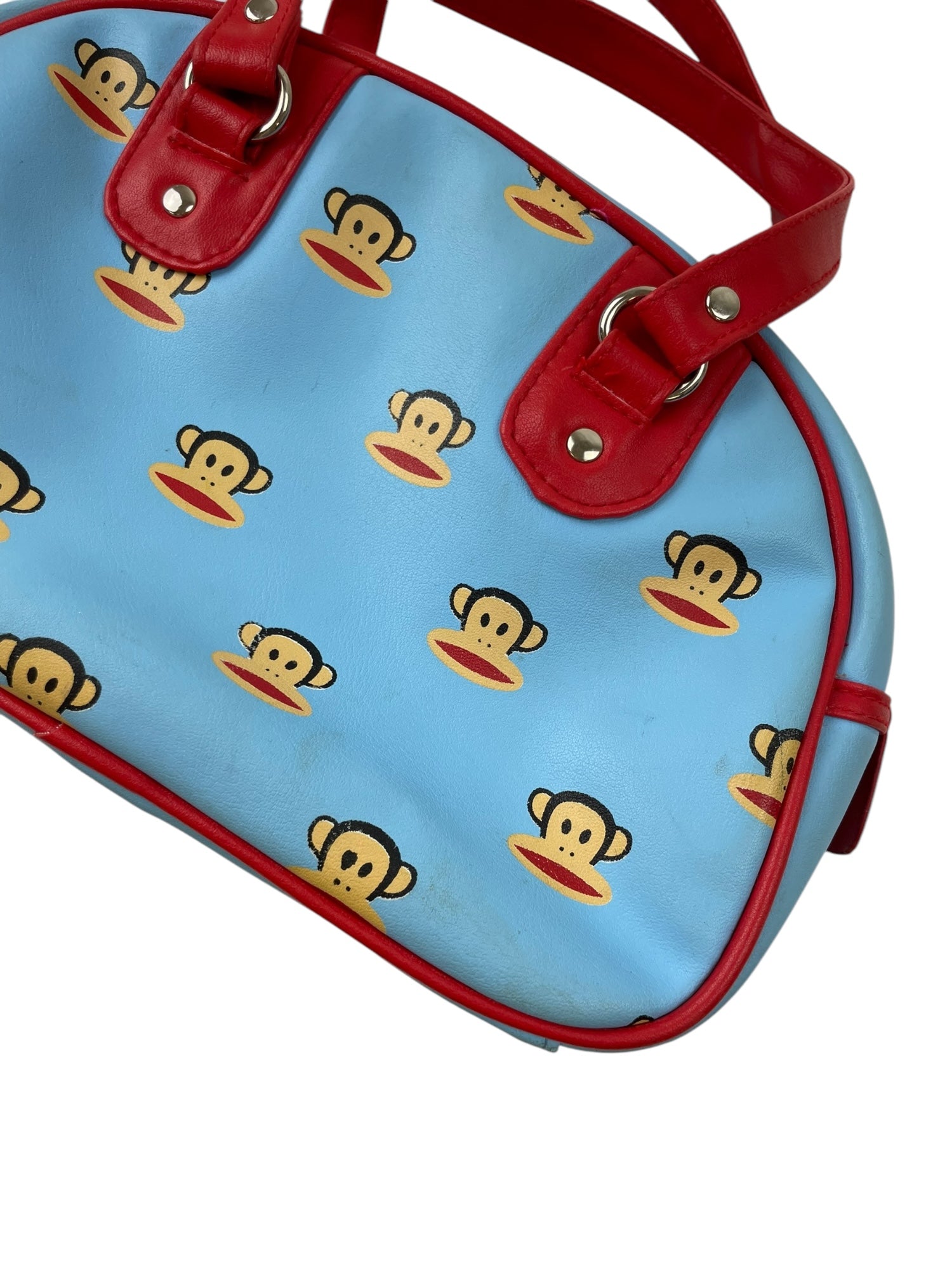(O/S) Paul Frank Julius the Monkey Baby Blue Monogram Bowler Bag