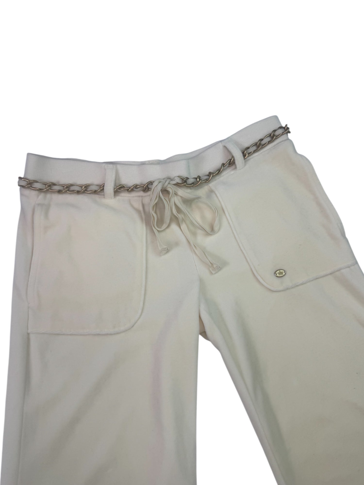 (M) Cream Chain Detail Juicy Couture Velour Pants