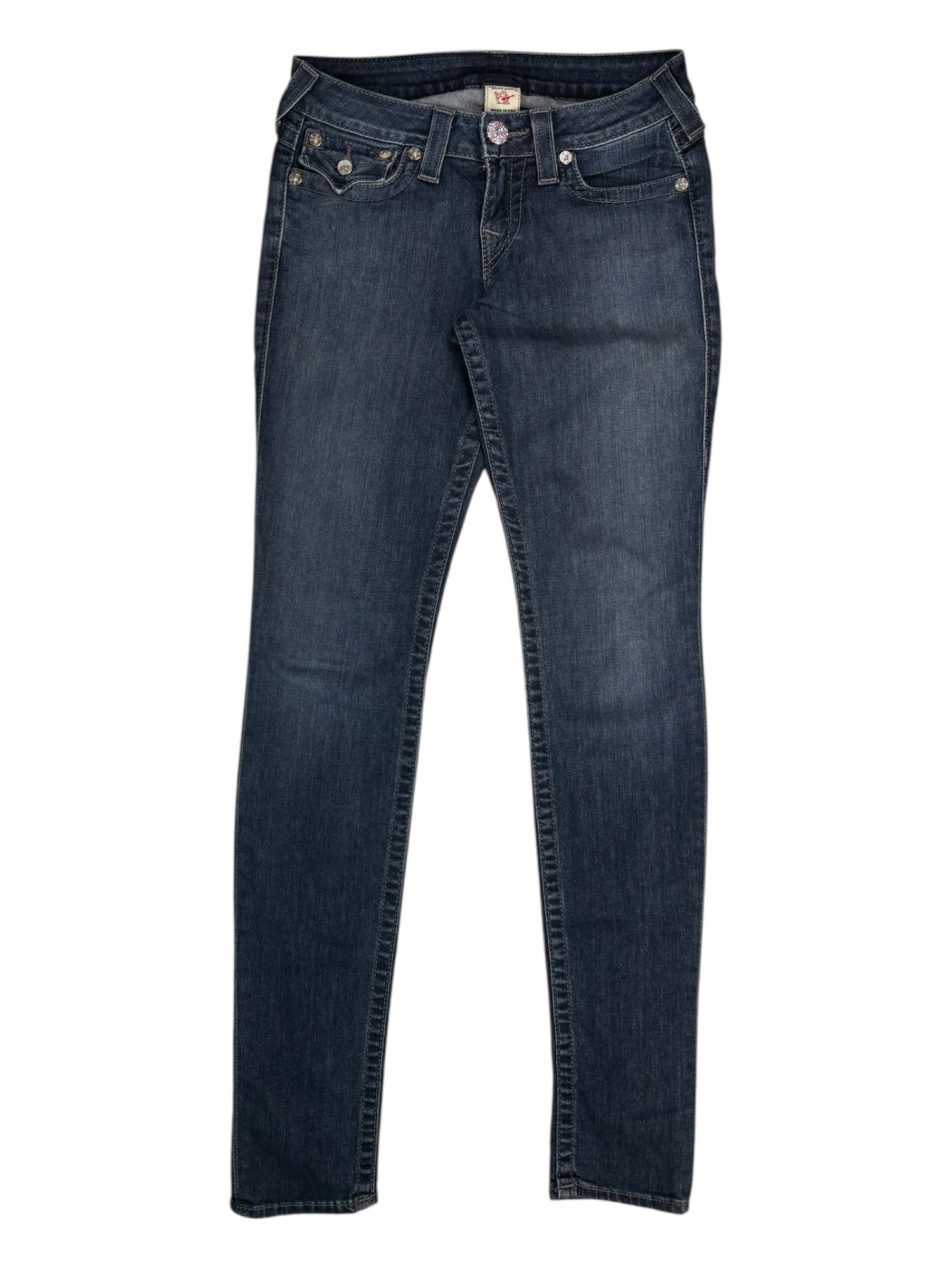 (28) True Religion Skinny Jeans with Pink Sparkle details
