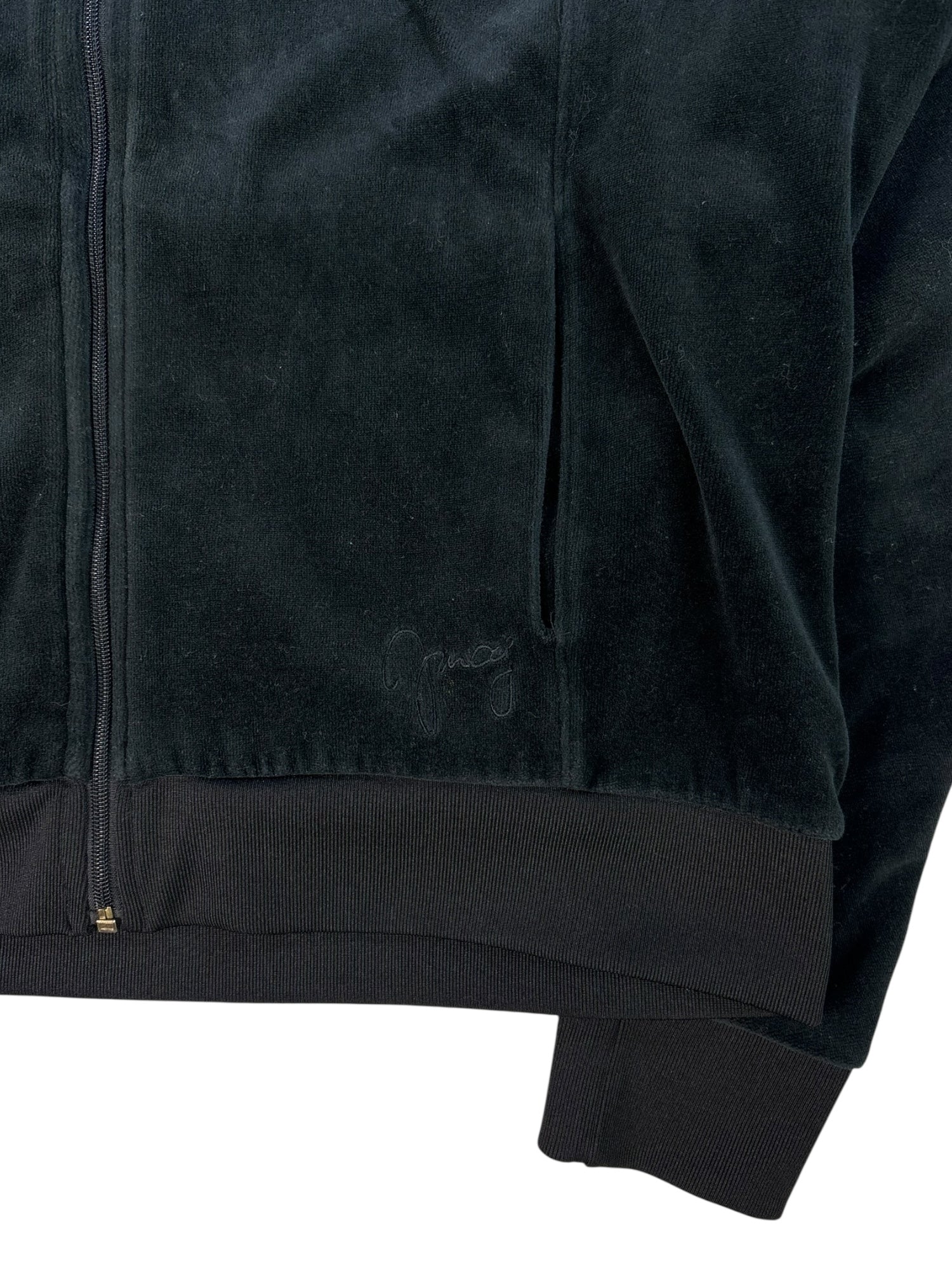 (L) Black Juicy Couture Velour Zip Up Hoodie