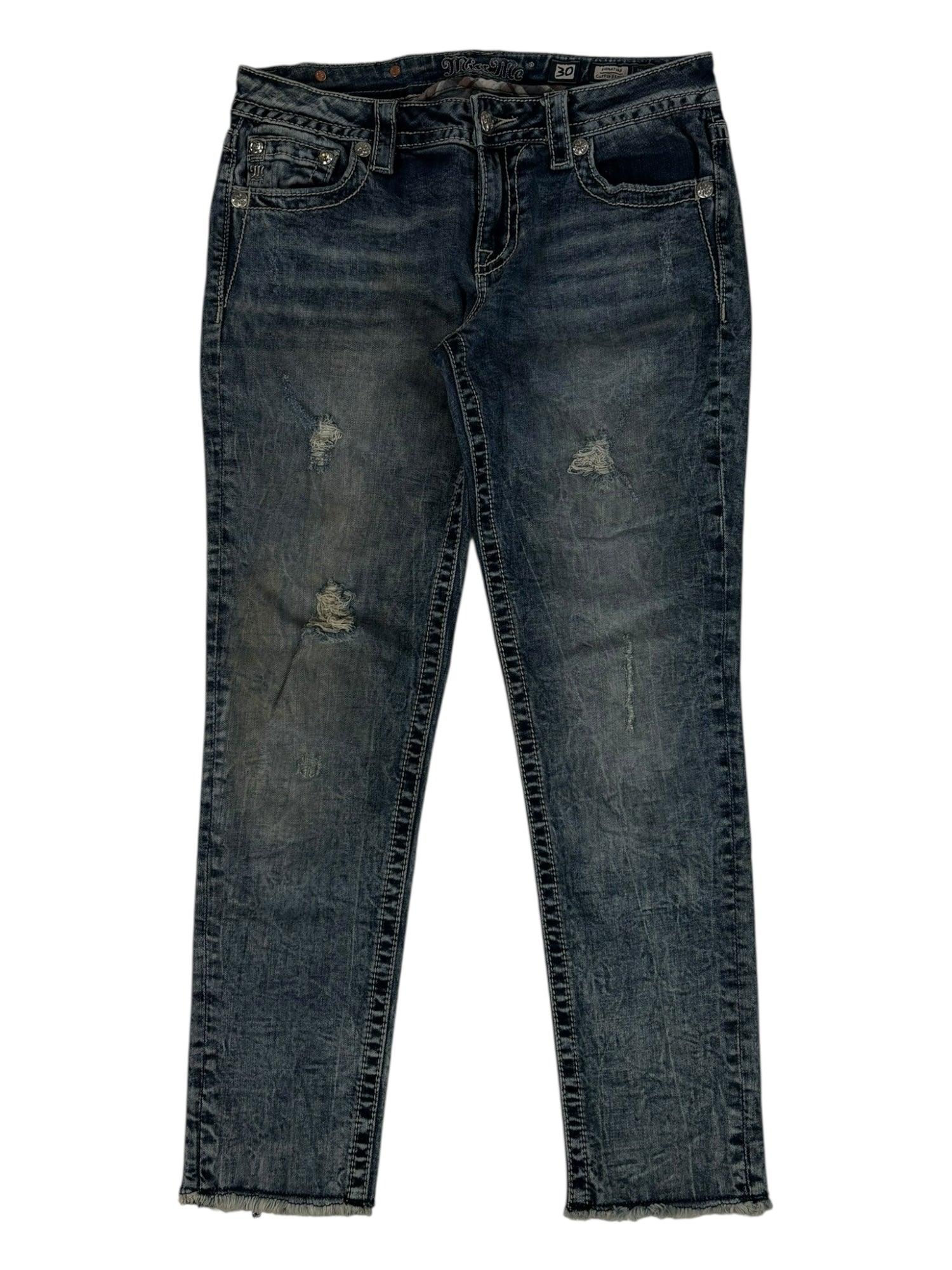 (30) Miss Me Embellished Distressed Skinny Jeans