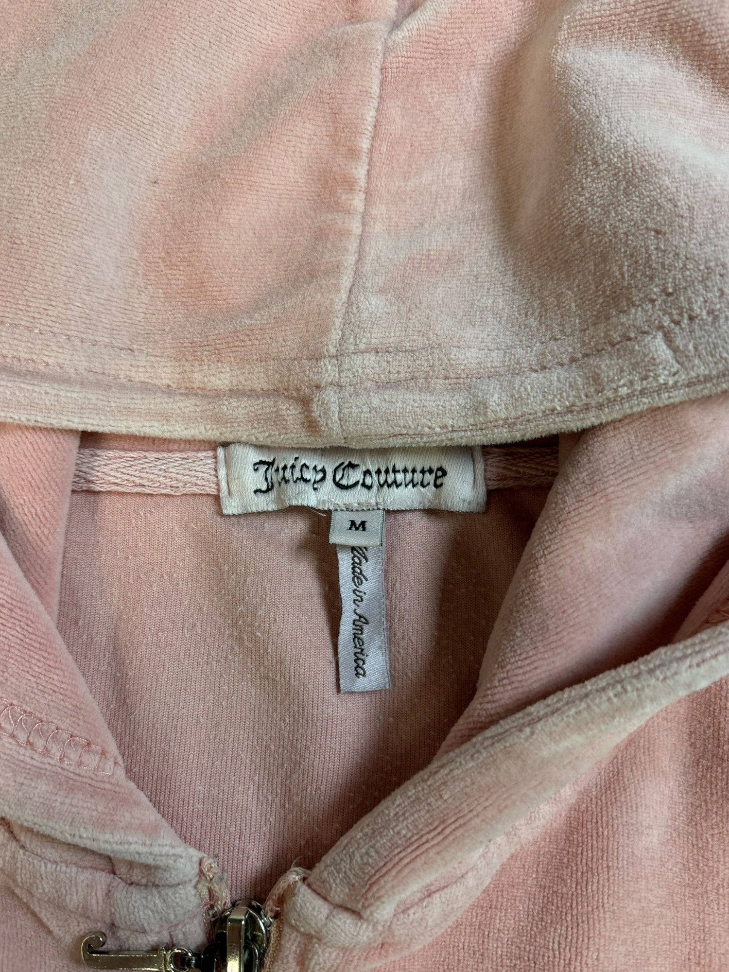 (S) Baby Pink Printed Juicy Couture Velour Zip Up Hoodie