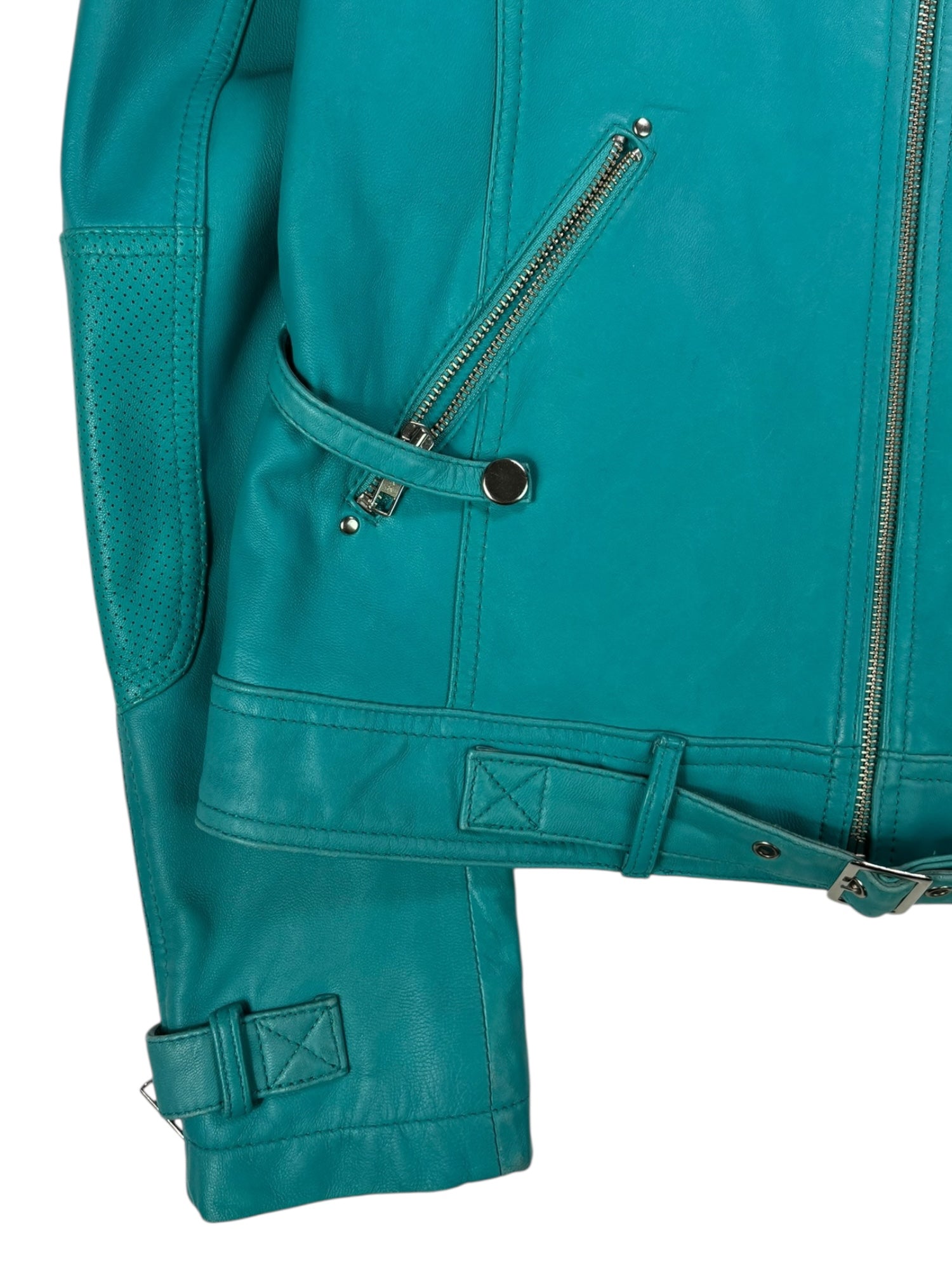 (S) Turquoise Leather Jacket