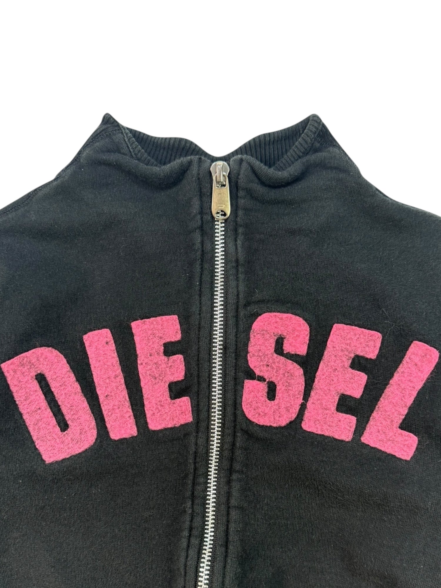 (XS) Black Diesel Zip-up Sweater