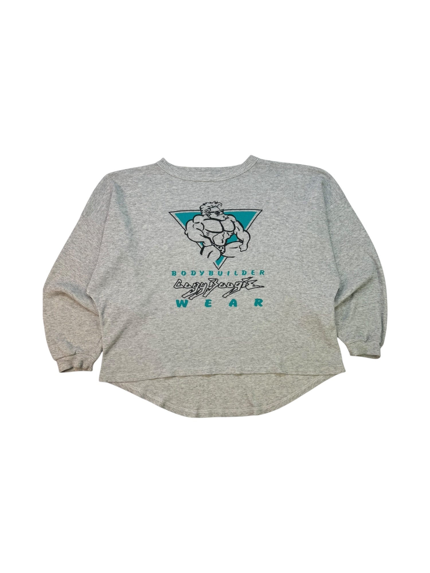 (XXL) Grey Waffle-knit Graphic Sweater