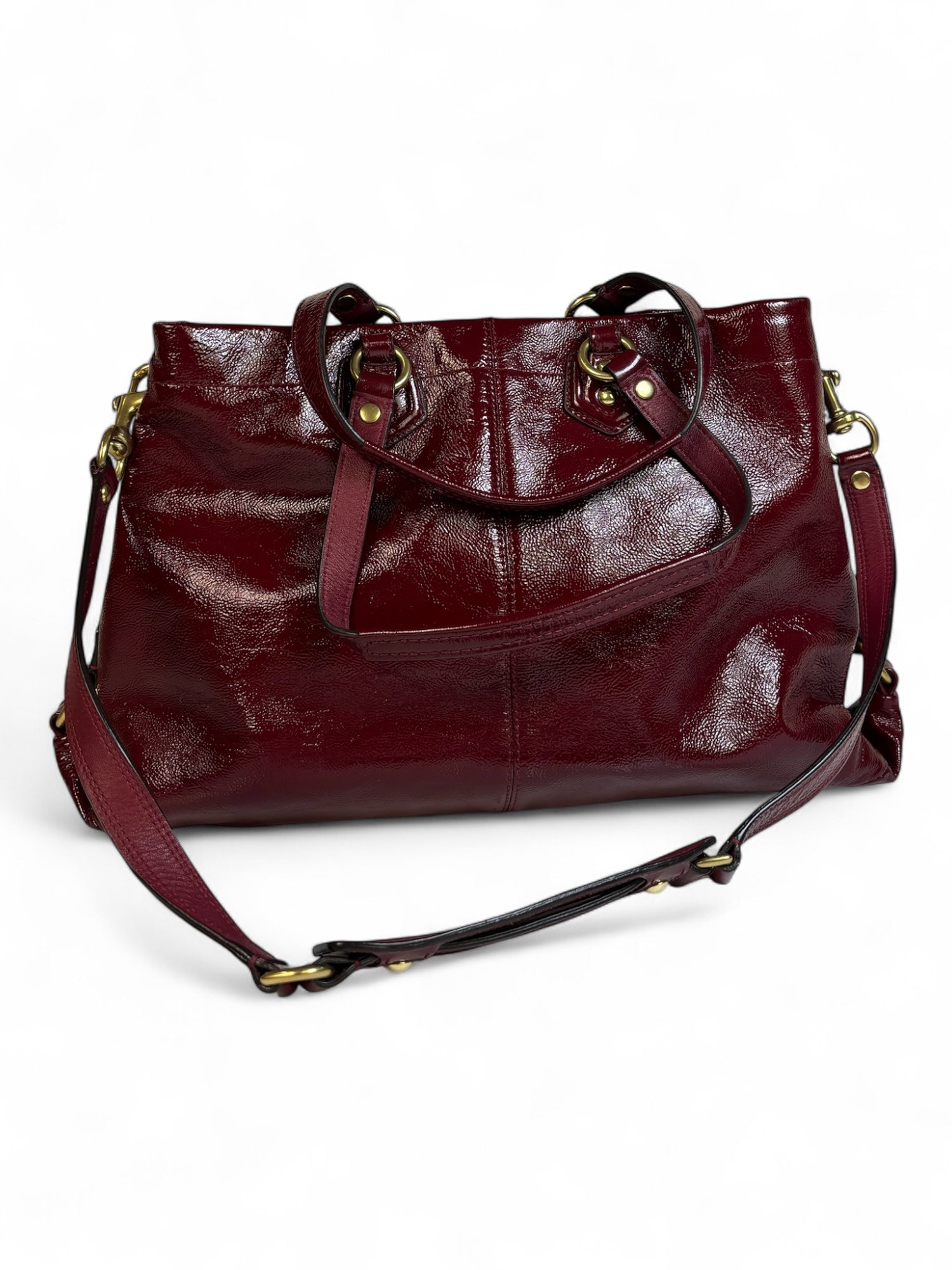 Dark Red Vintage Coach Patent Leather Handbag