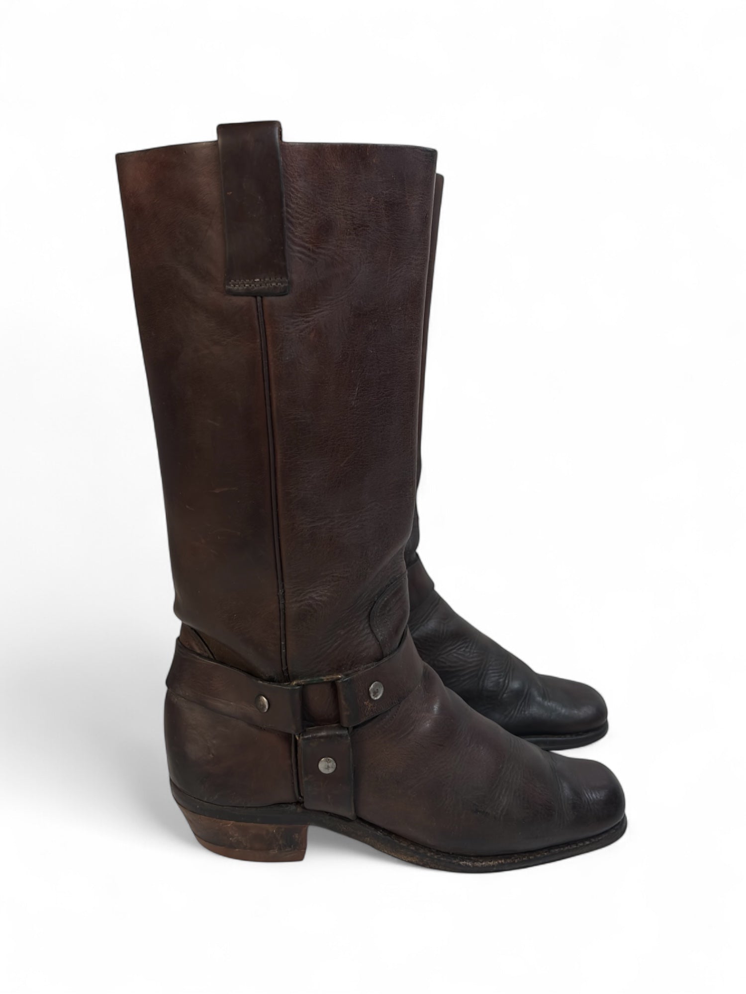 (6) Brown Moto Style Cowboy Boots