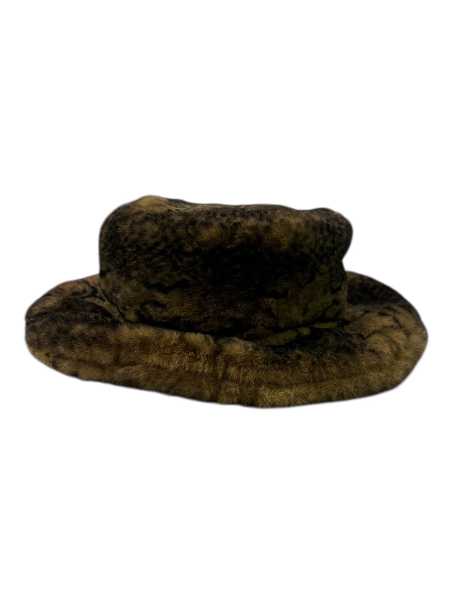 (O/S) La Carrie Fuzzy Wide Brim Faux Fur Bucket Hat