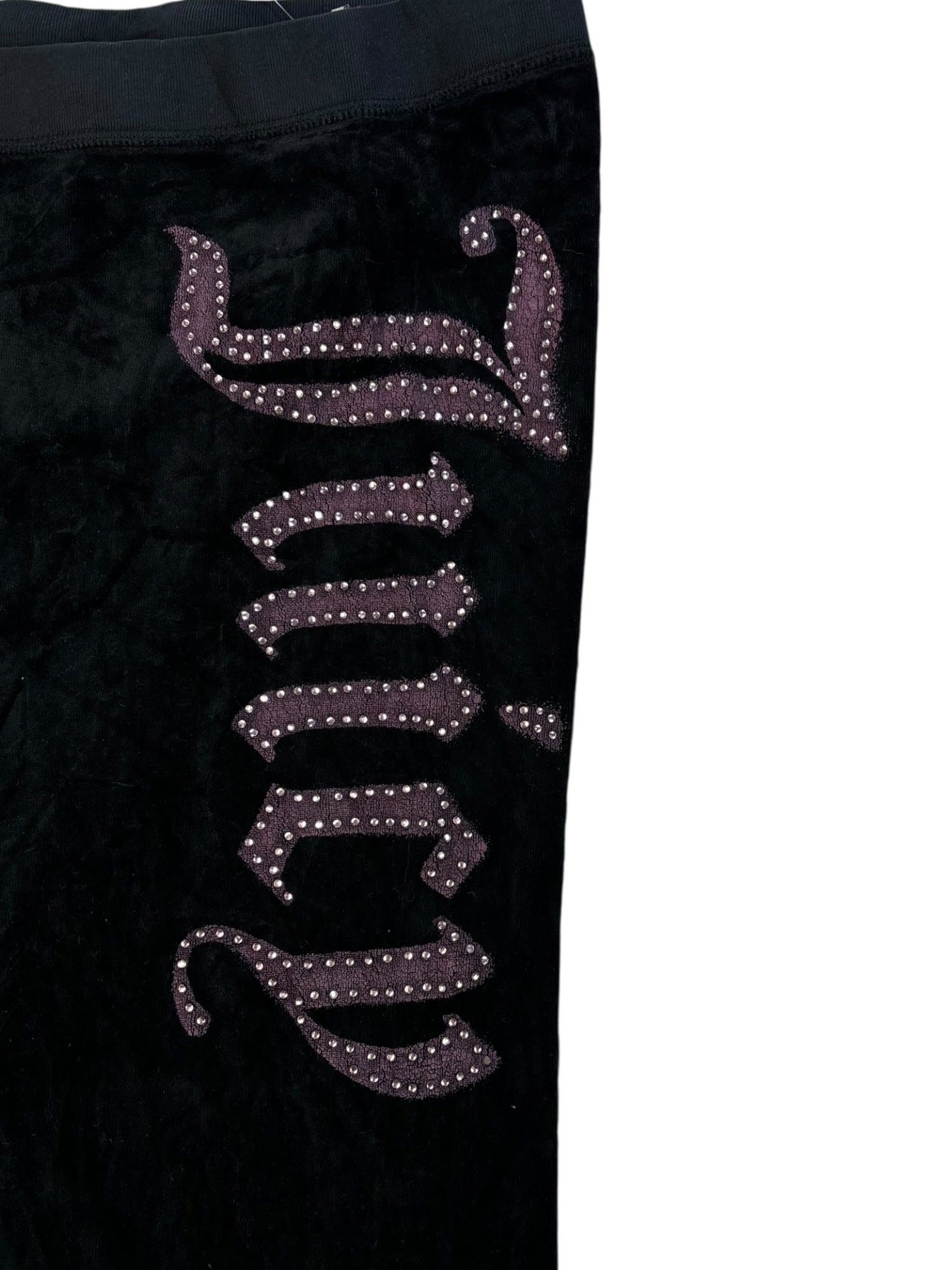 (L) Black Embellished Juicy Couture Velour Pants