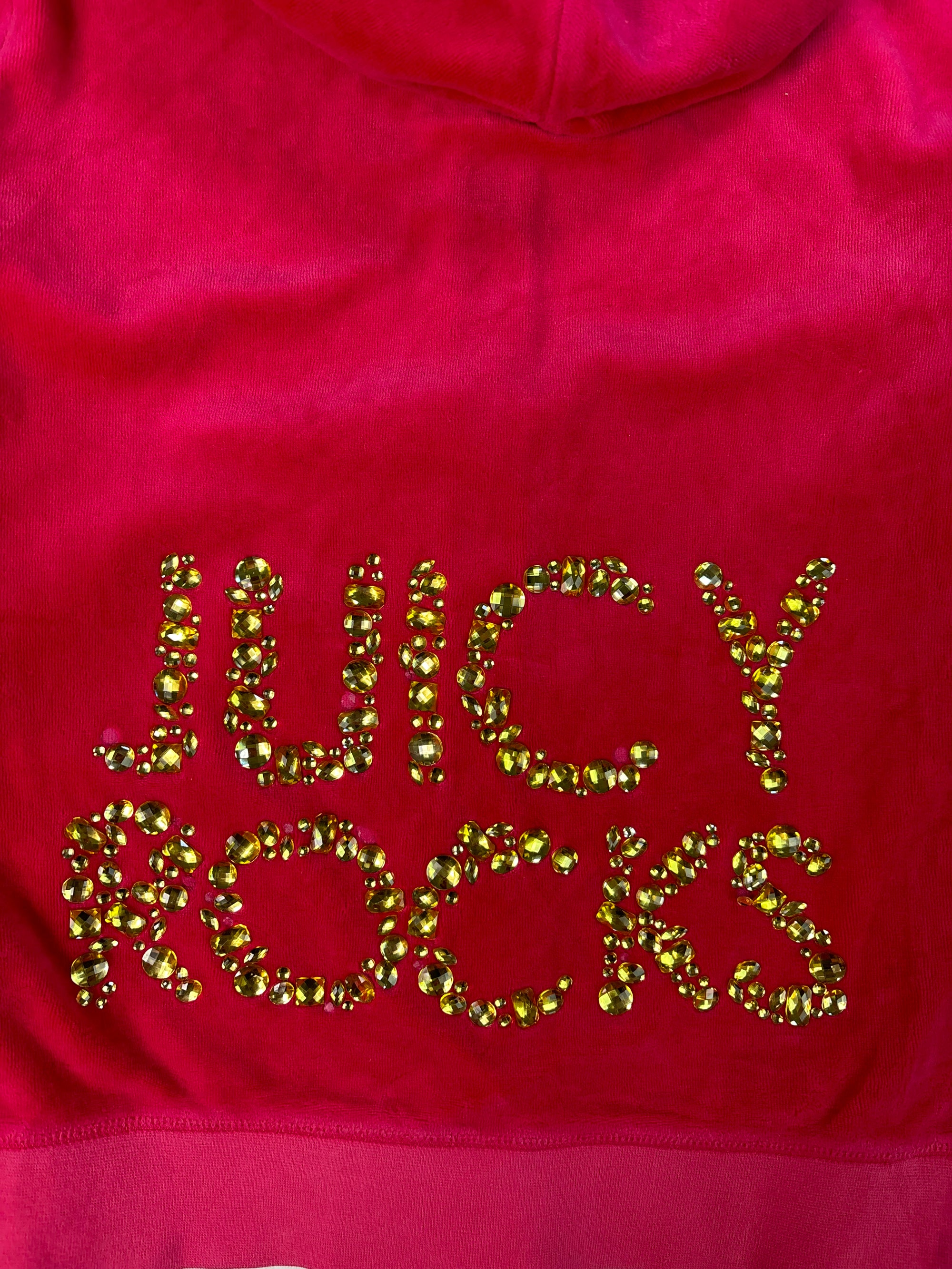 (L) Pink Embellished Juicy Couture Velour Zip Up Hoodie