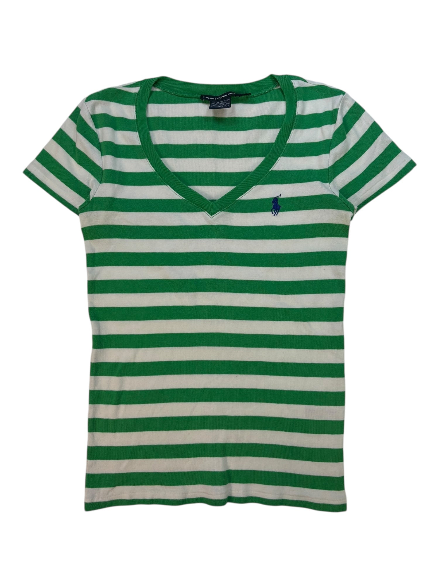 (M) Ralph Lauren Sport Green Striped Tee