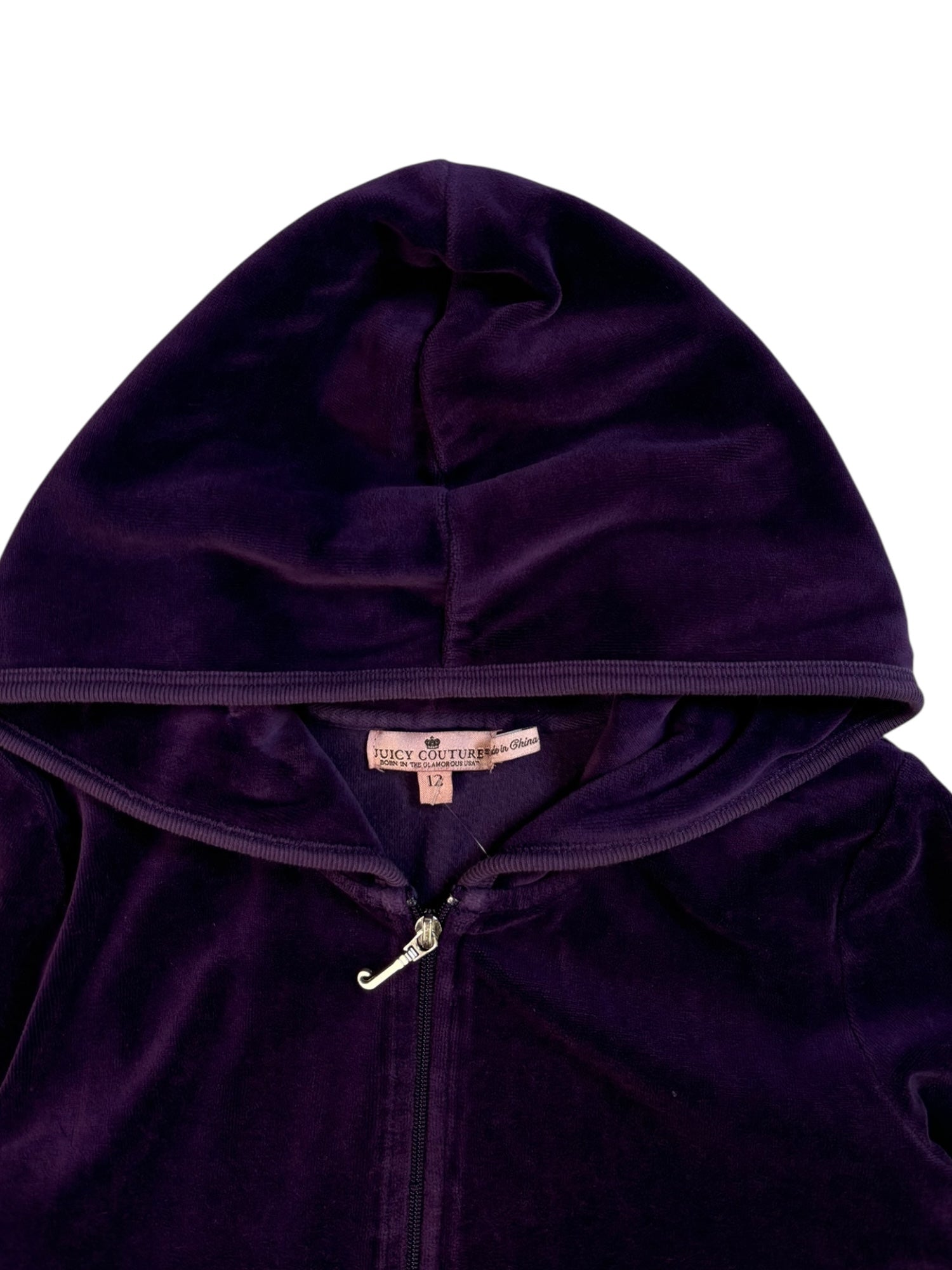 (XS) Dark Purple Juicy Couture Velour Zip-up Hoodie