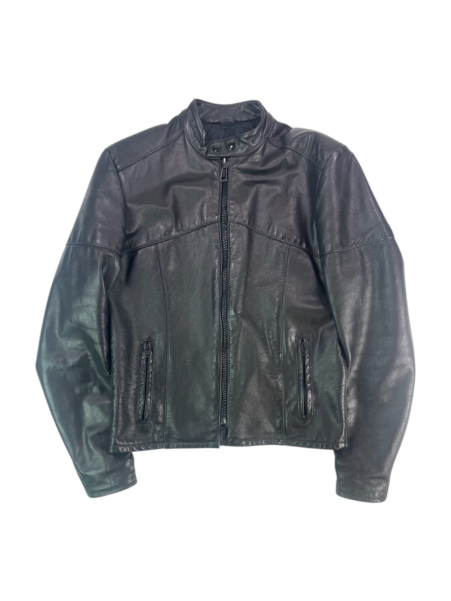 (M) Falcon Black Leather Moto Style Jacket