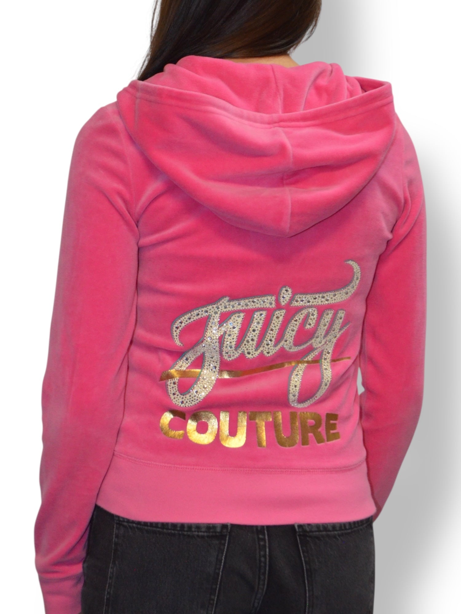 (S) Pink Embellished Juicy Couture Zip-up Hoodie