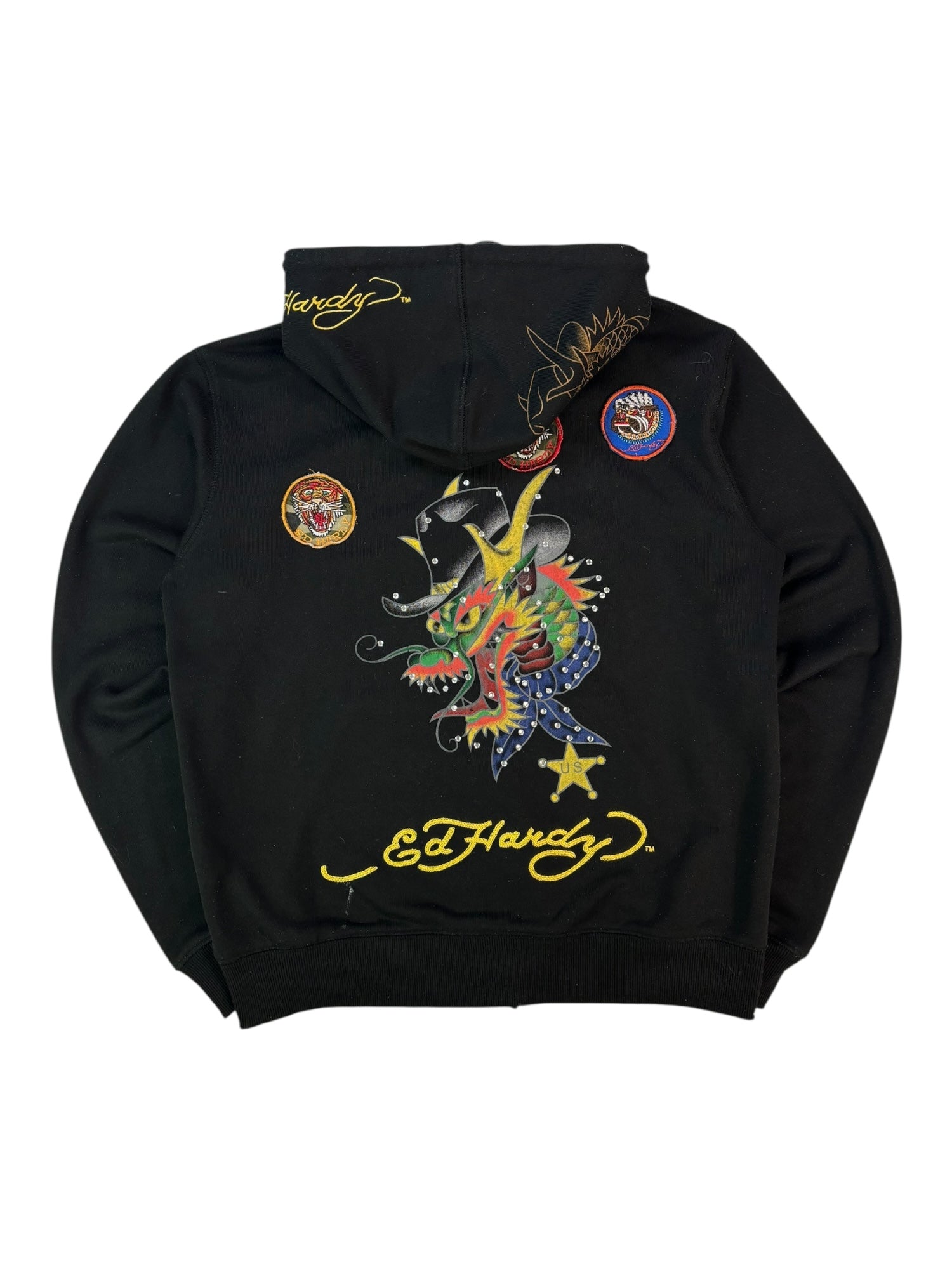 (M) Embellished Ed Hardy Zip-up Hoodie