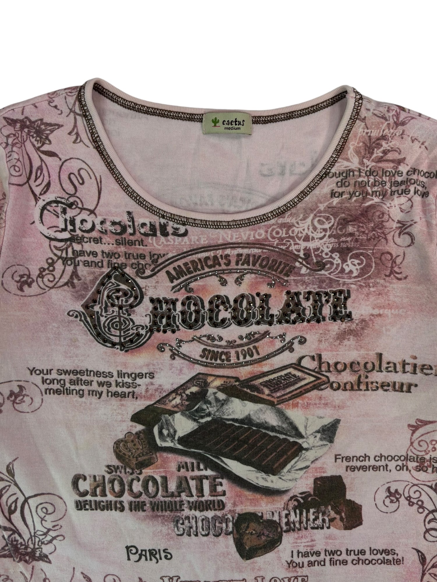 (L) Cactus Pink Chocolate 3/4 Sleeve Shirt