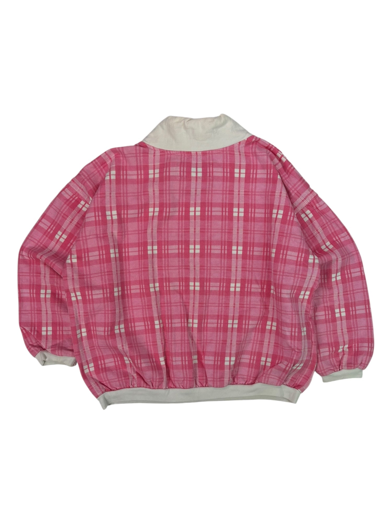 (L) E.N.U.F International Pink Plaid Crewneck
