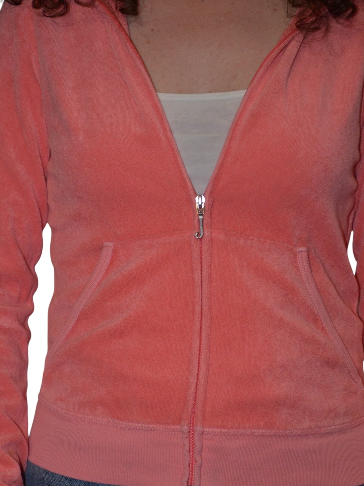 (M) Peach Terry Cloth Juicy Couture Zip Up Hoodie