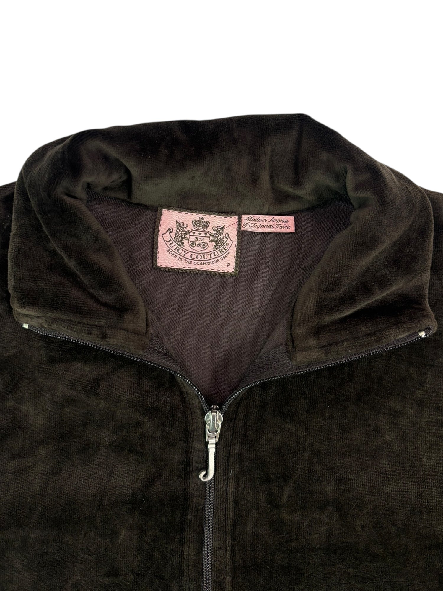 (XS) Brown Juicy Couture Velour Zip-up Sweater