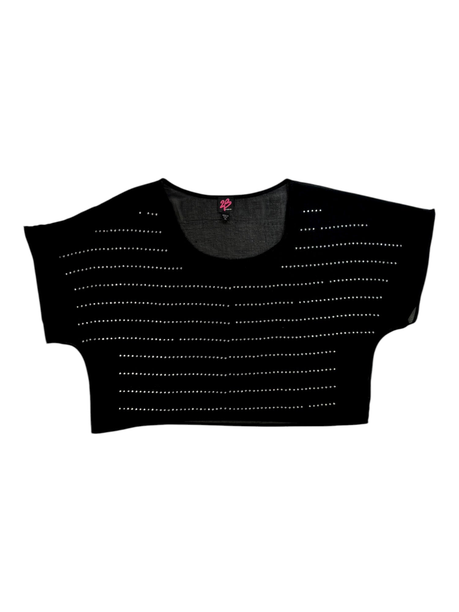 (M) Bebe Black Rhinestone Striped Top