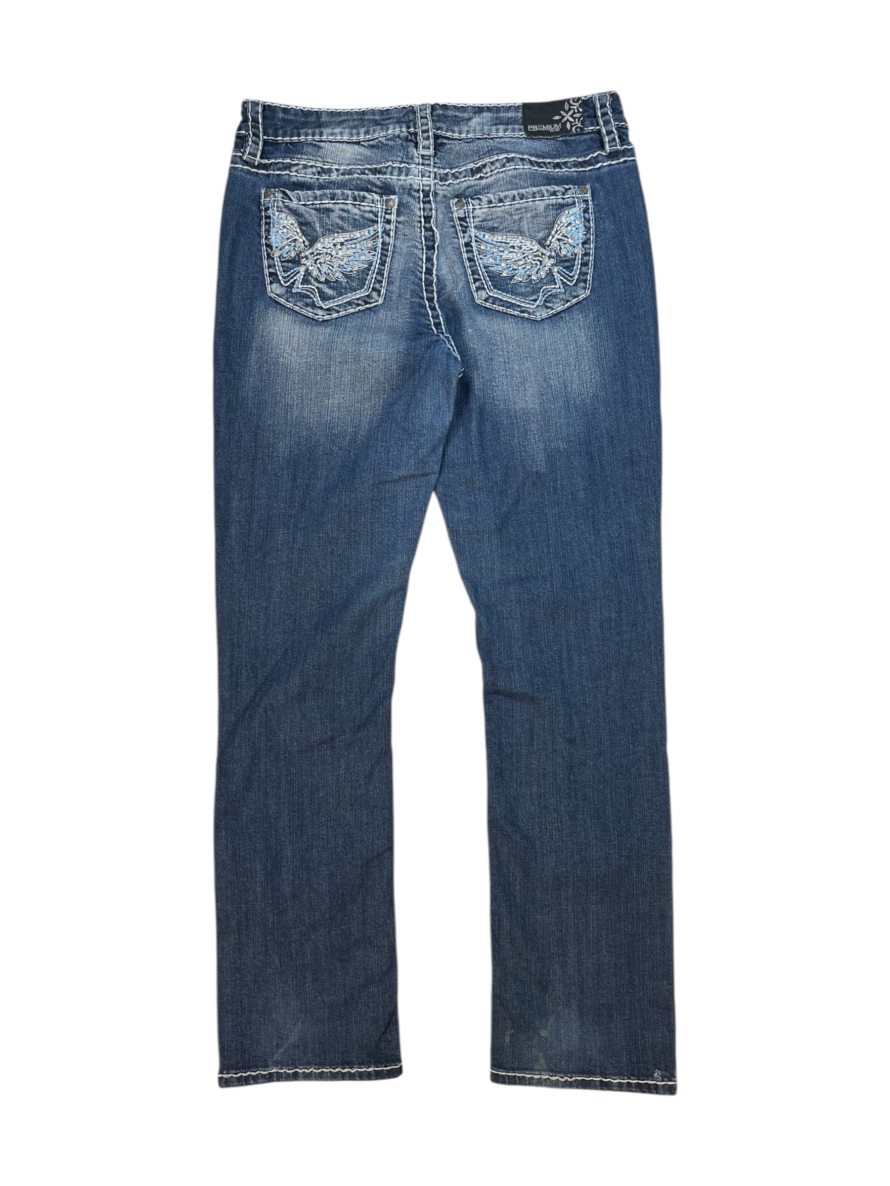 (30) Premium Denim Embellished Straight Leg Jeans