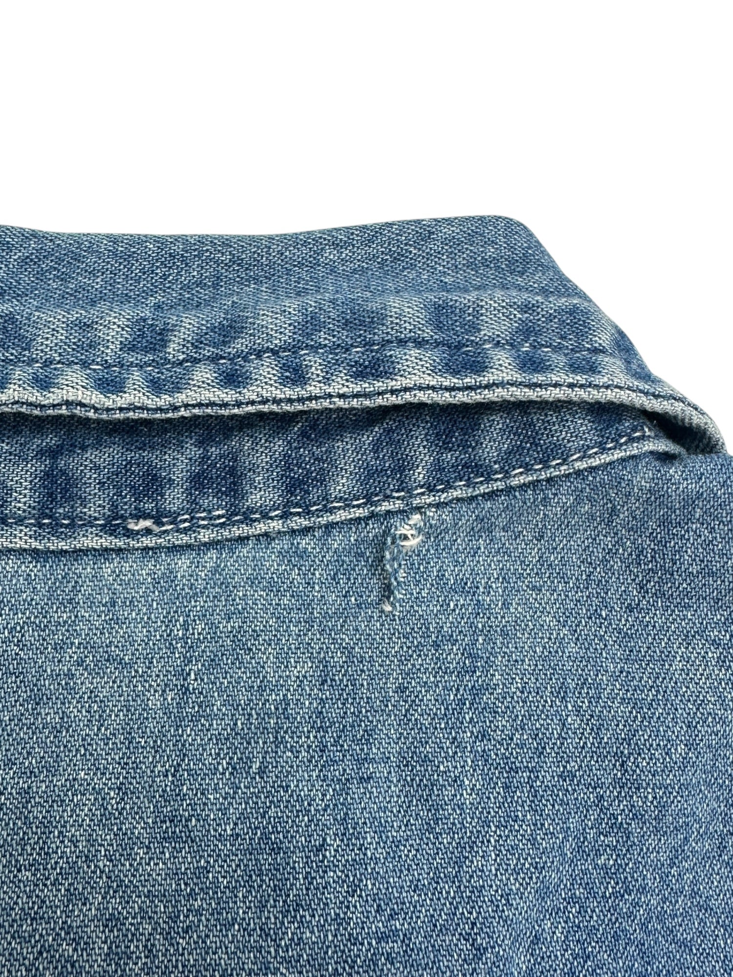 (S) Vintage Cropped Zip Denim Blouse