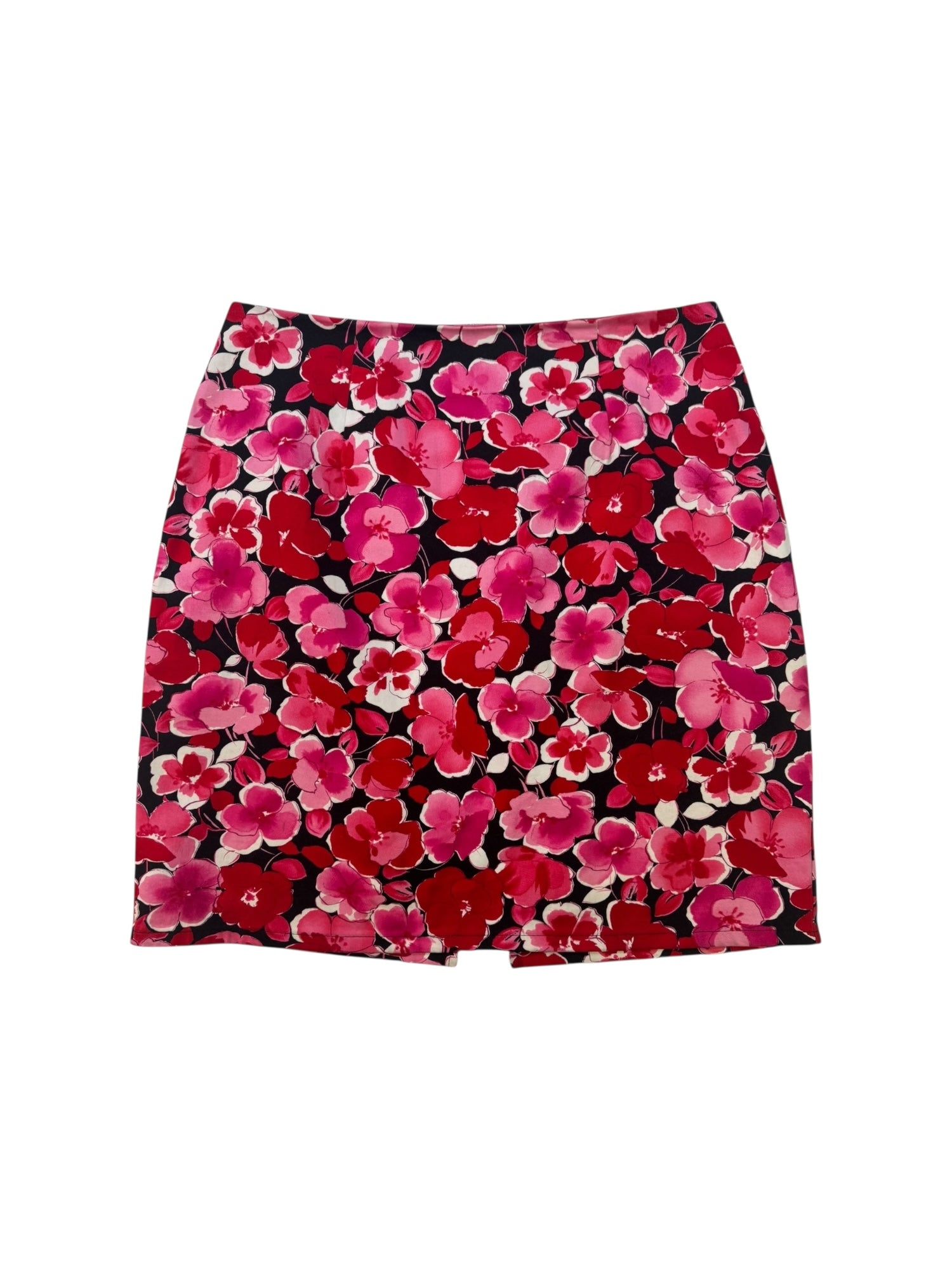 (28) Black Floral Midi Skirt