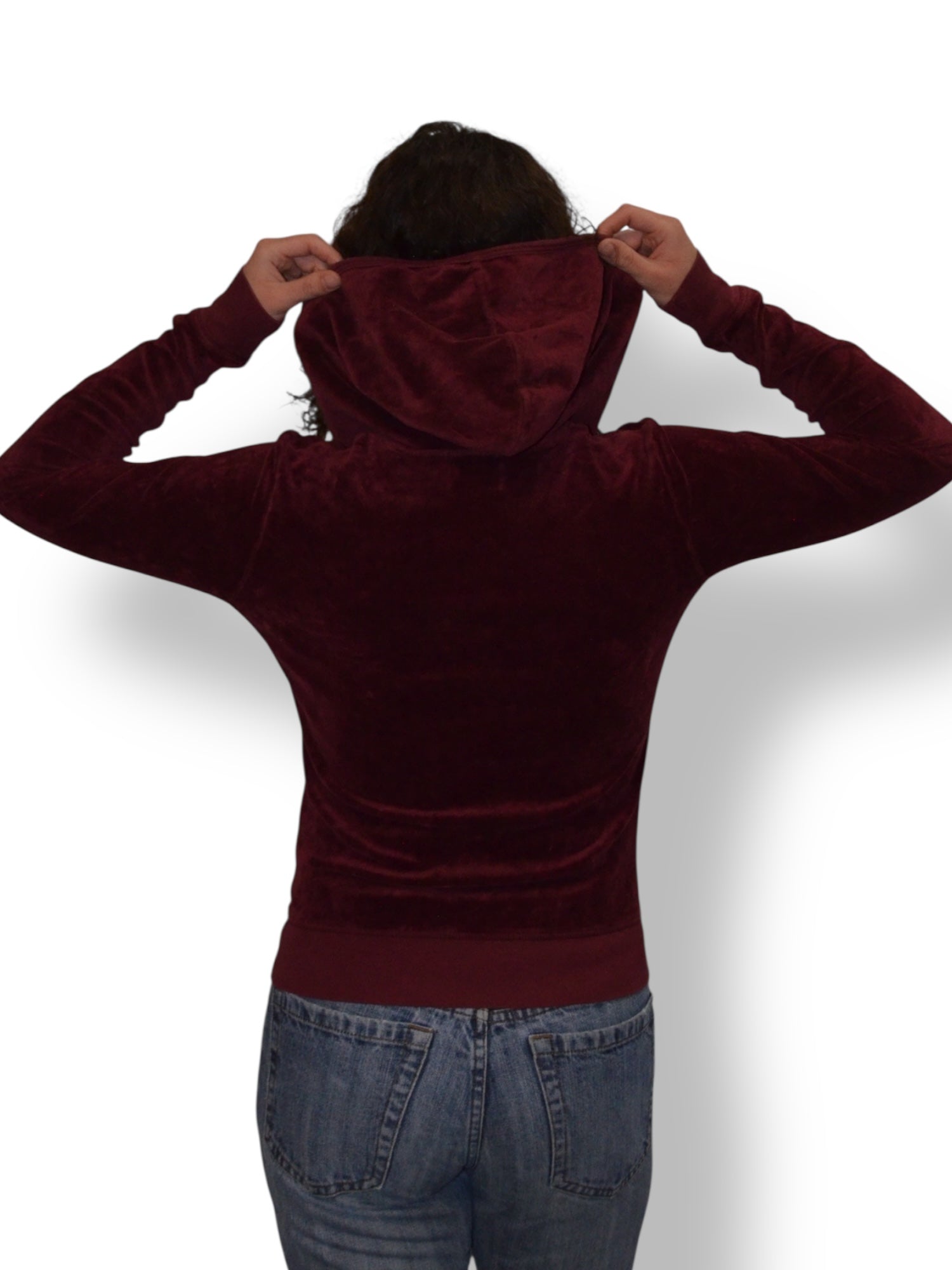 (S) Wine Juicy Couture Velour Zip Up Hoodie
