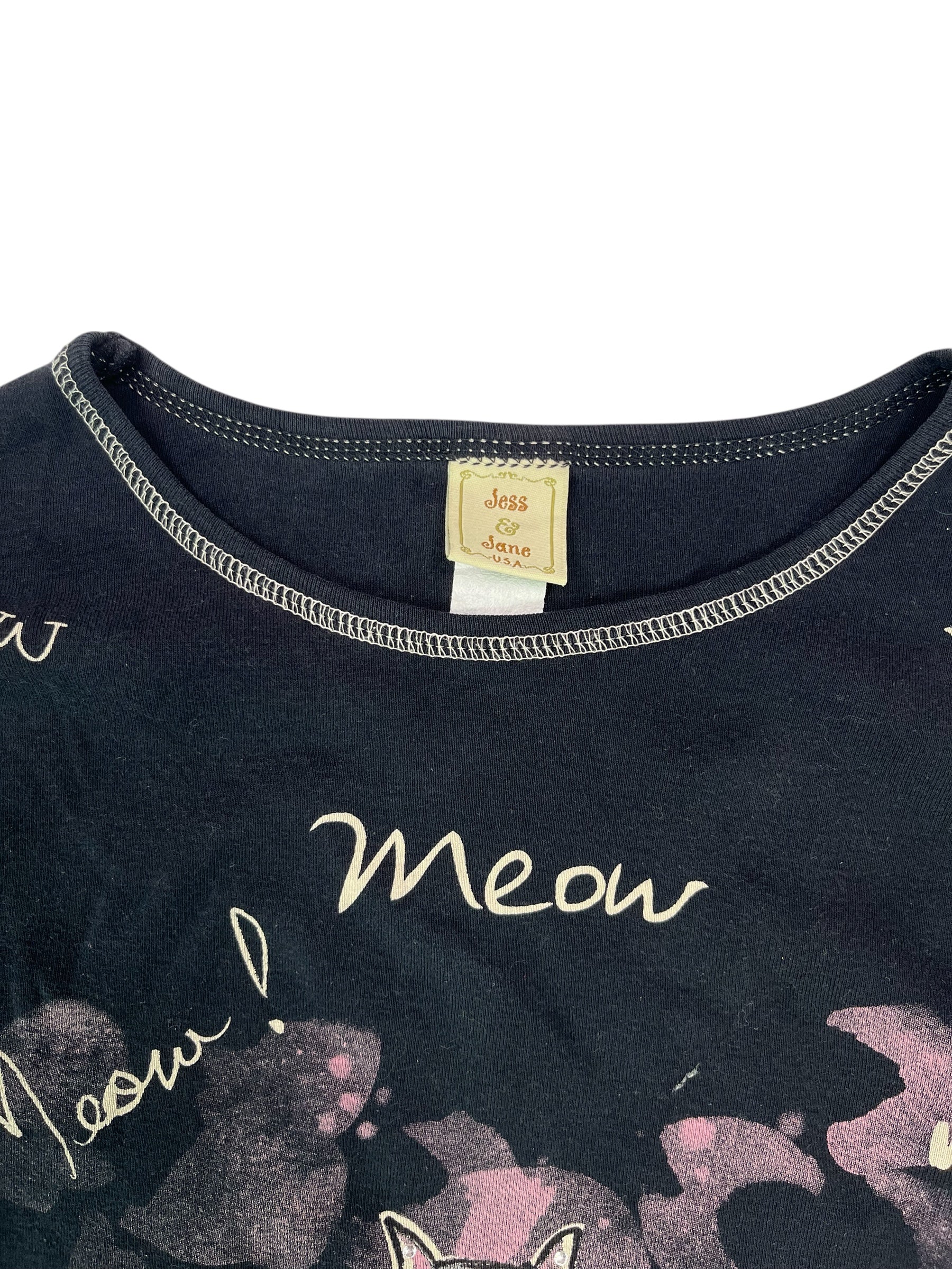 (L) Jess and Jane Vintage Embellished 3/4 Length Cat Top